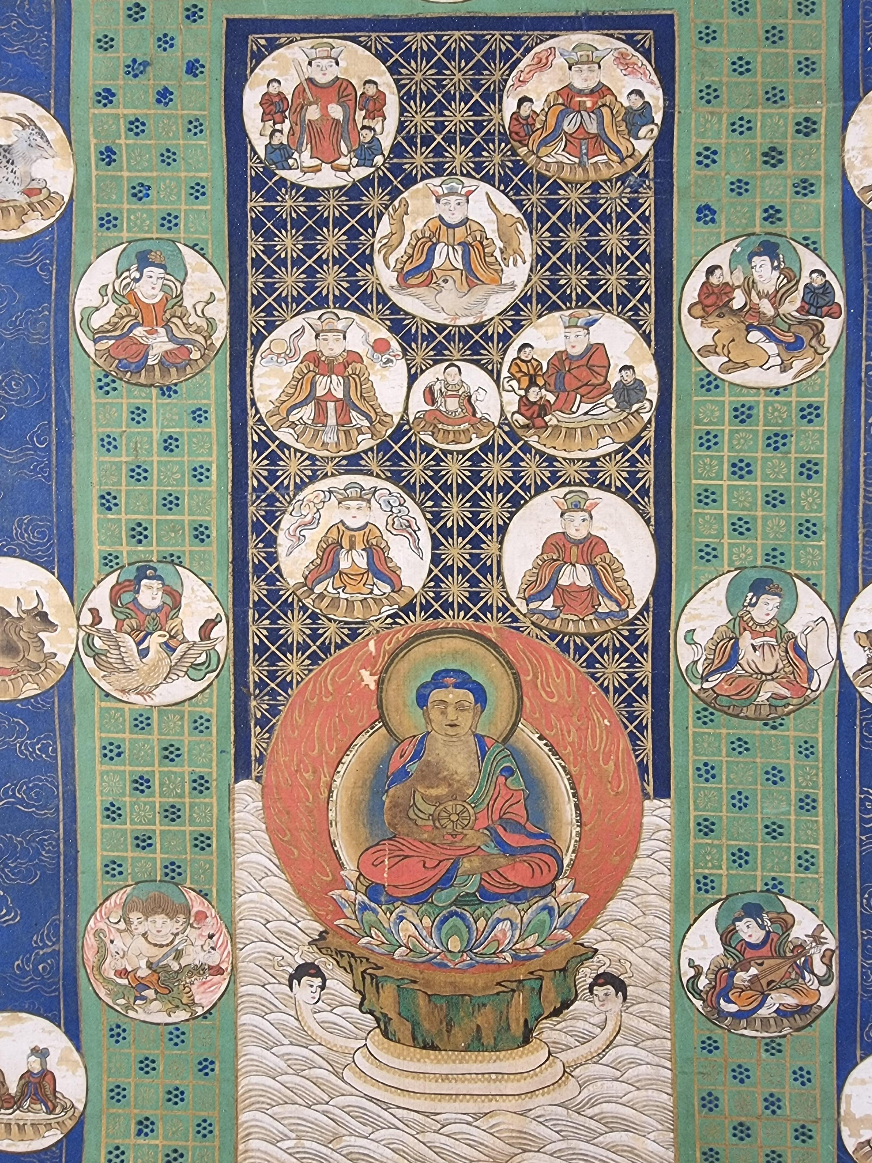 Grand batik tibétain représentant un Bouddha, 19ème siècle en vente 3