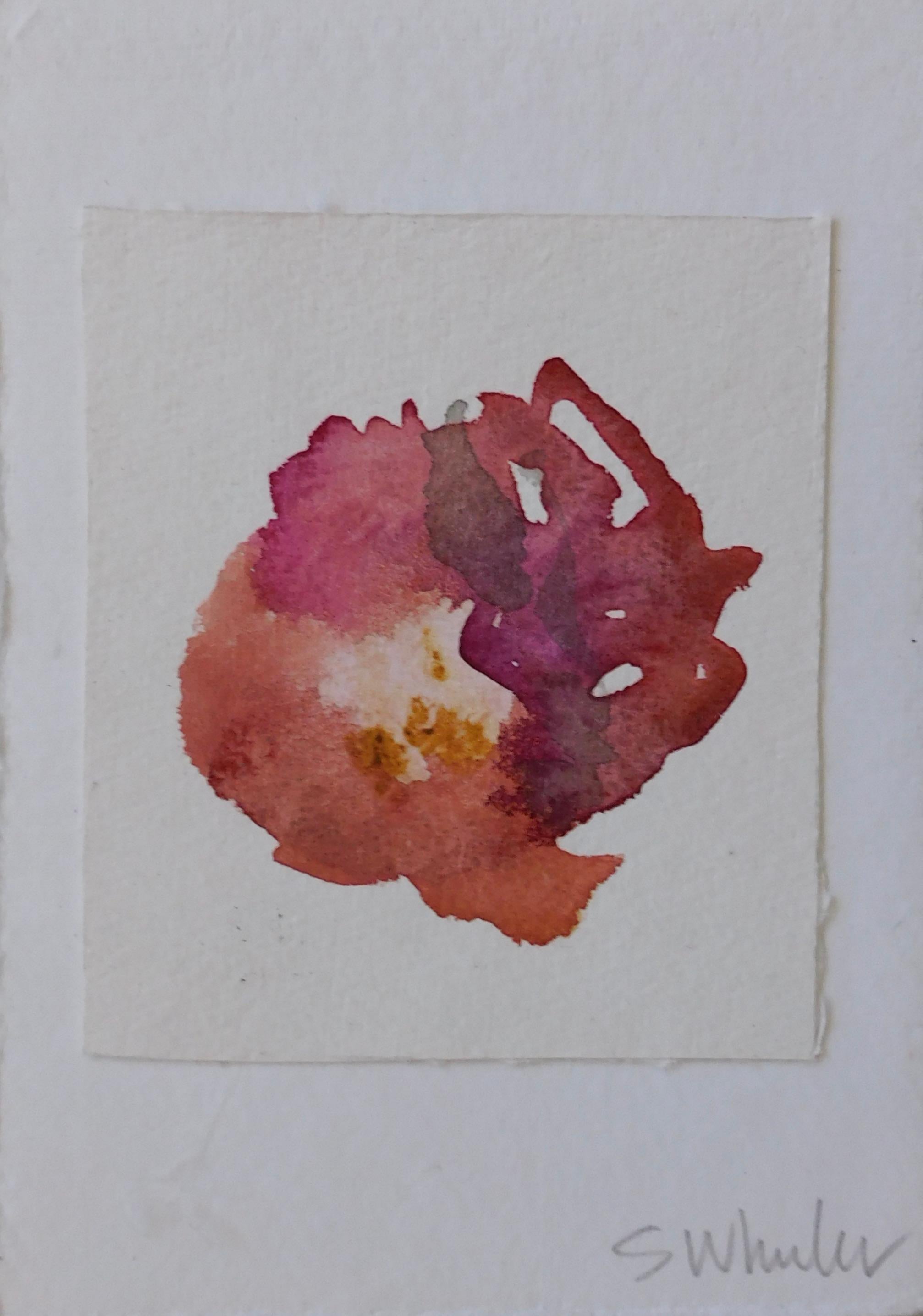 Stephanie Wheeler Abstract Drawing - “Flora Rouge” Framed Watercolor by S. Wheeler