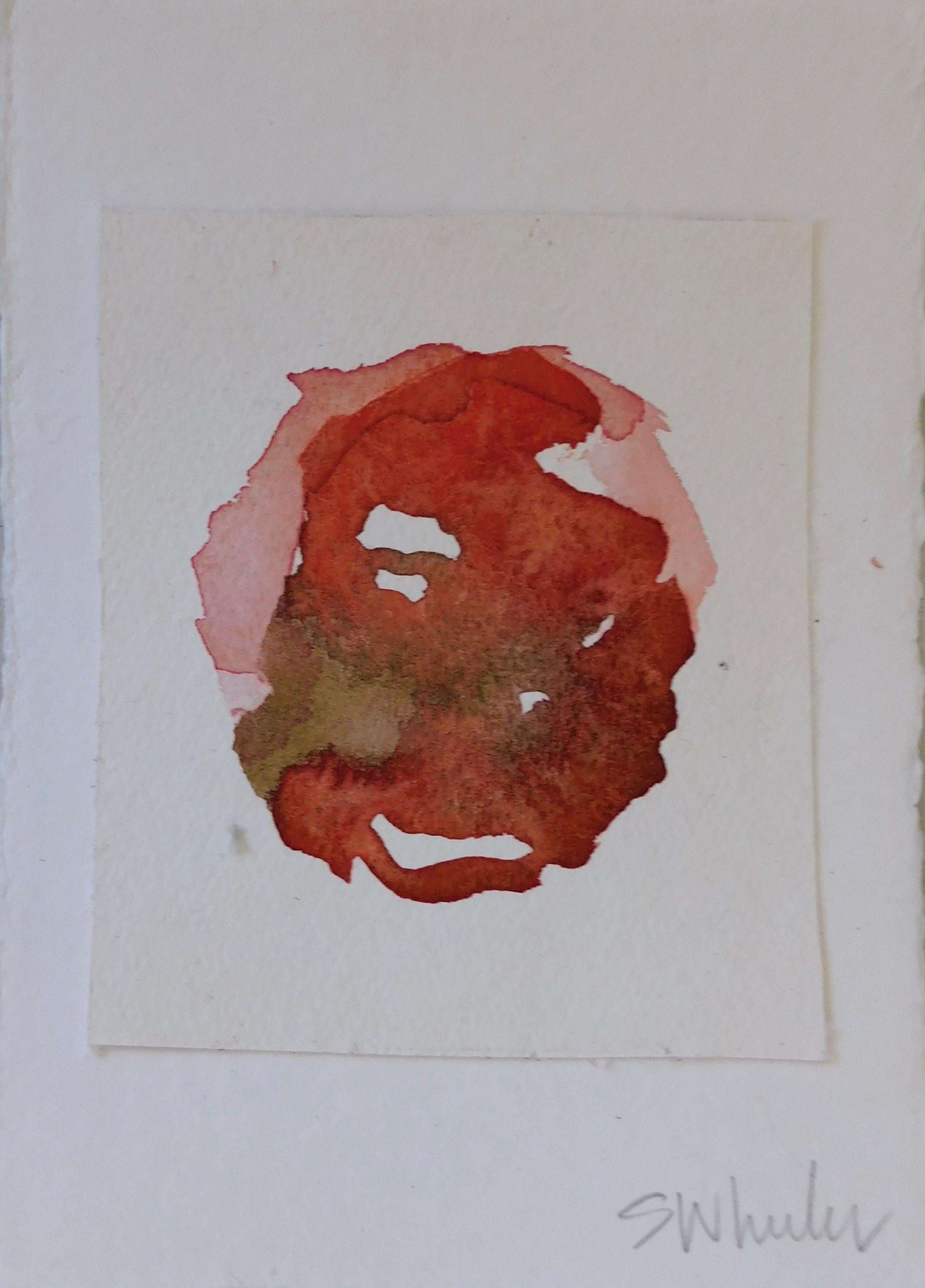 Stephanie Wheeler Abstract Drawing - “ Flora Vermillion” Framed Watercolor by S. Wheeler