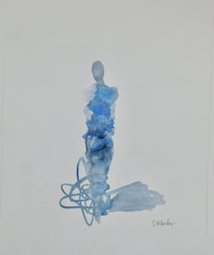 Blue Figure No. 3 watercoior and charcoal by S. Wheeler