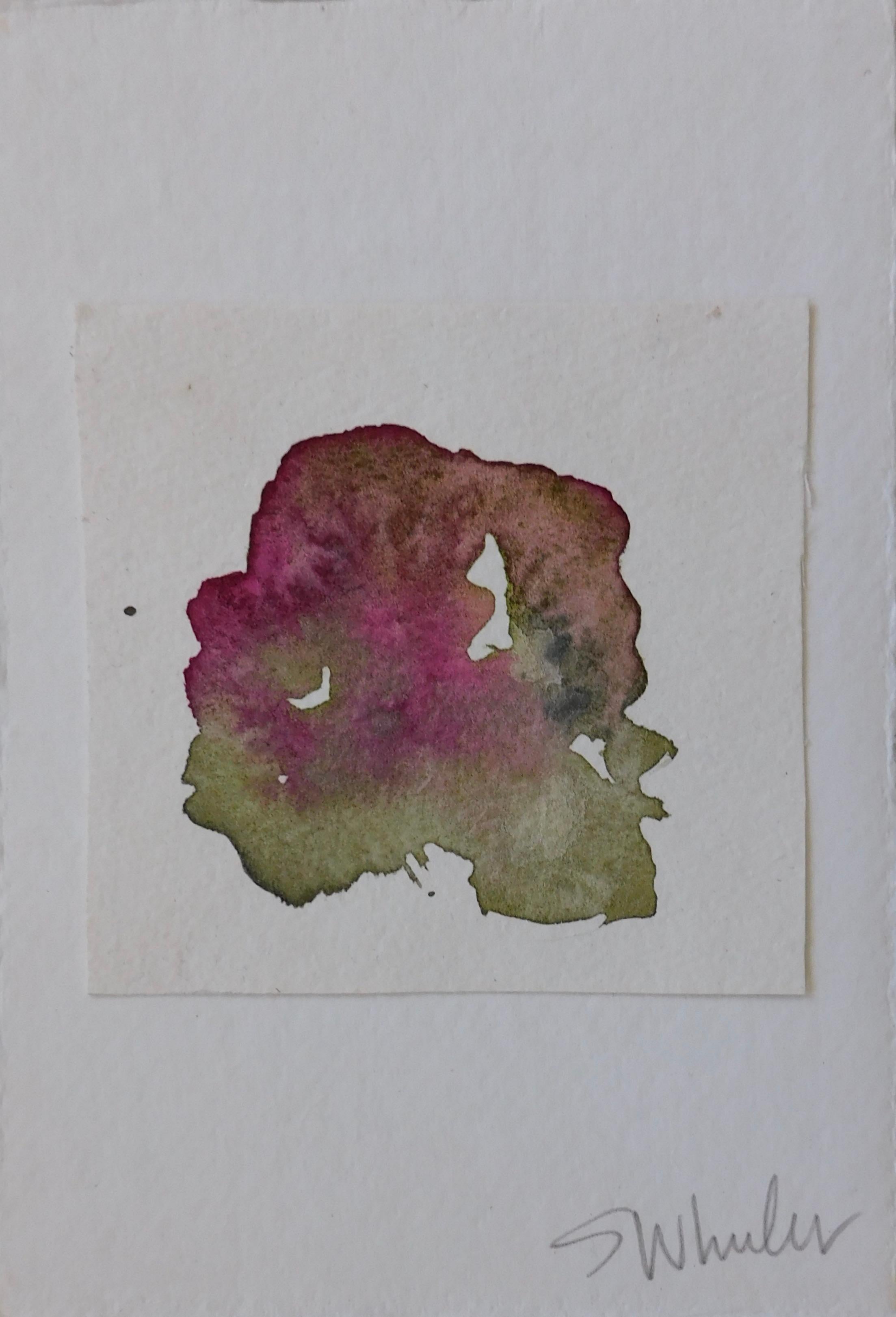 Stephanie Wheeler Abstract Drawing - “ Flora Sage with Magenta”.  Framed Watercolor by S. Wheeler. 