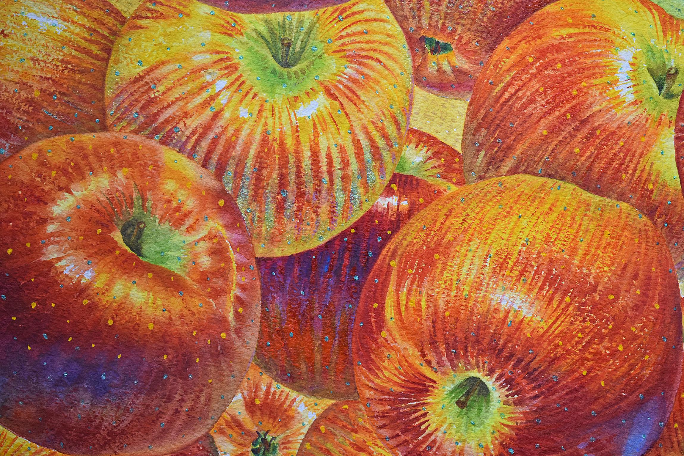 Joyful Living '22.Apple Painting - Contemporary Art by Lim Kim Hai