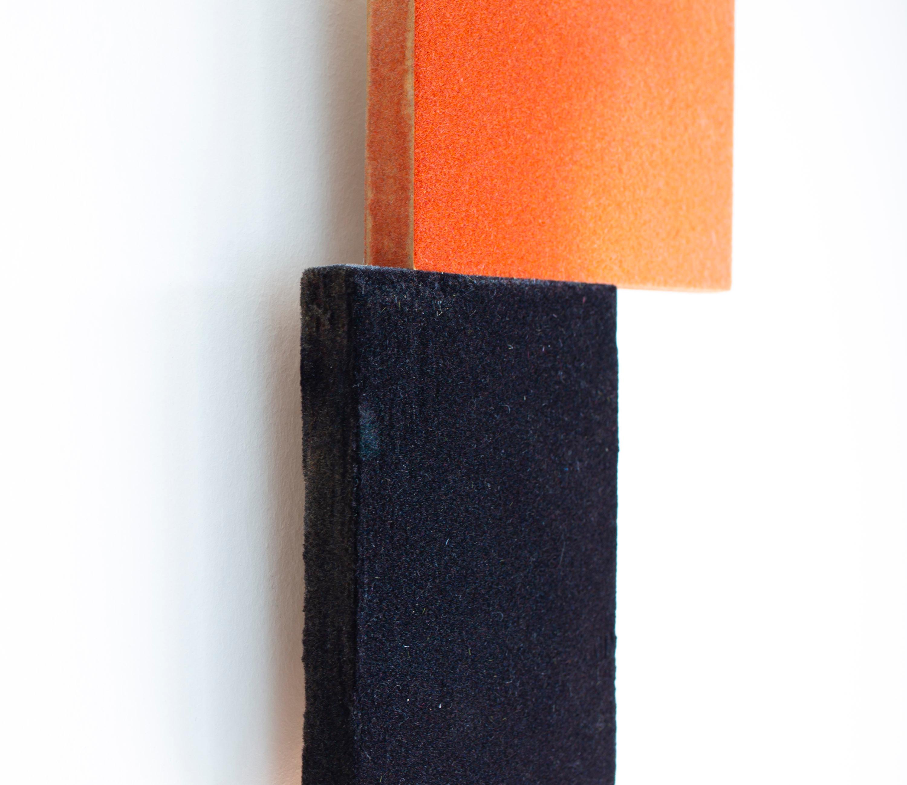 «Red on black» wall relief of a red and black square on top of each other - Contemporary Art by Hanne Øverland
