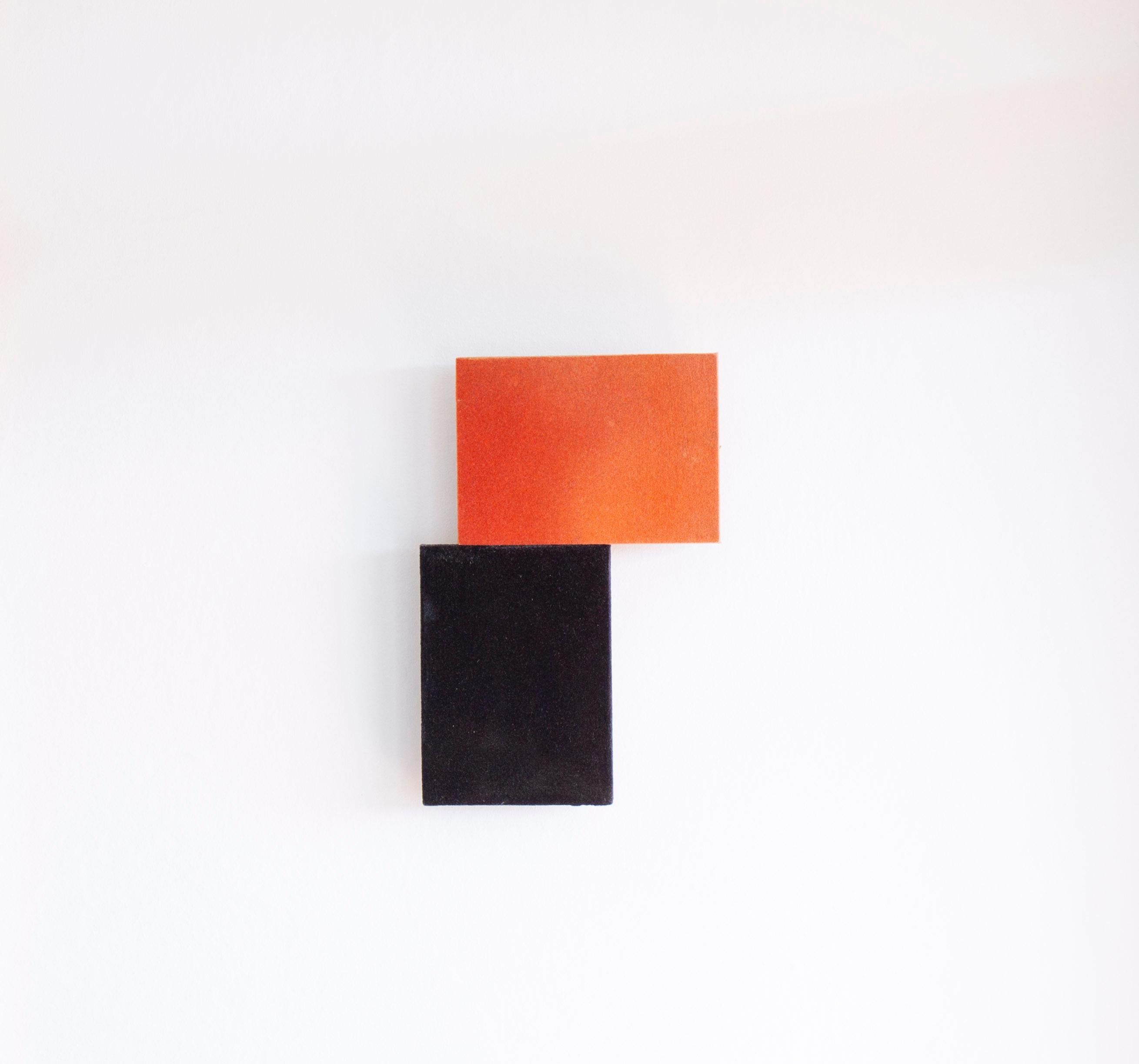 «Red on black» wall relief of a red and black square on top of each other For Sale 2