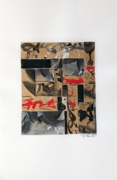 Black and Red Collage #1015 - Asian Letters & Calligraphy on Watercolor Paper