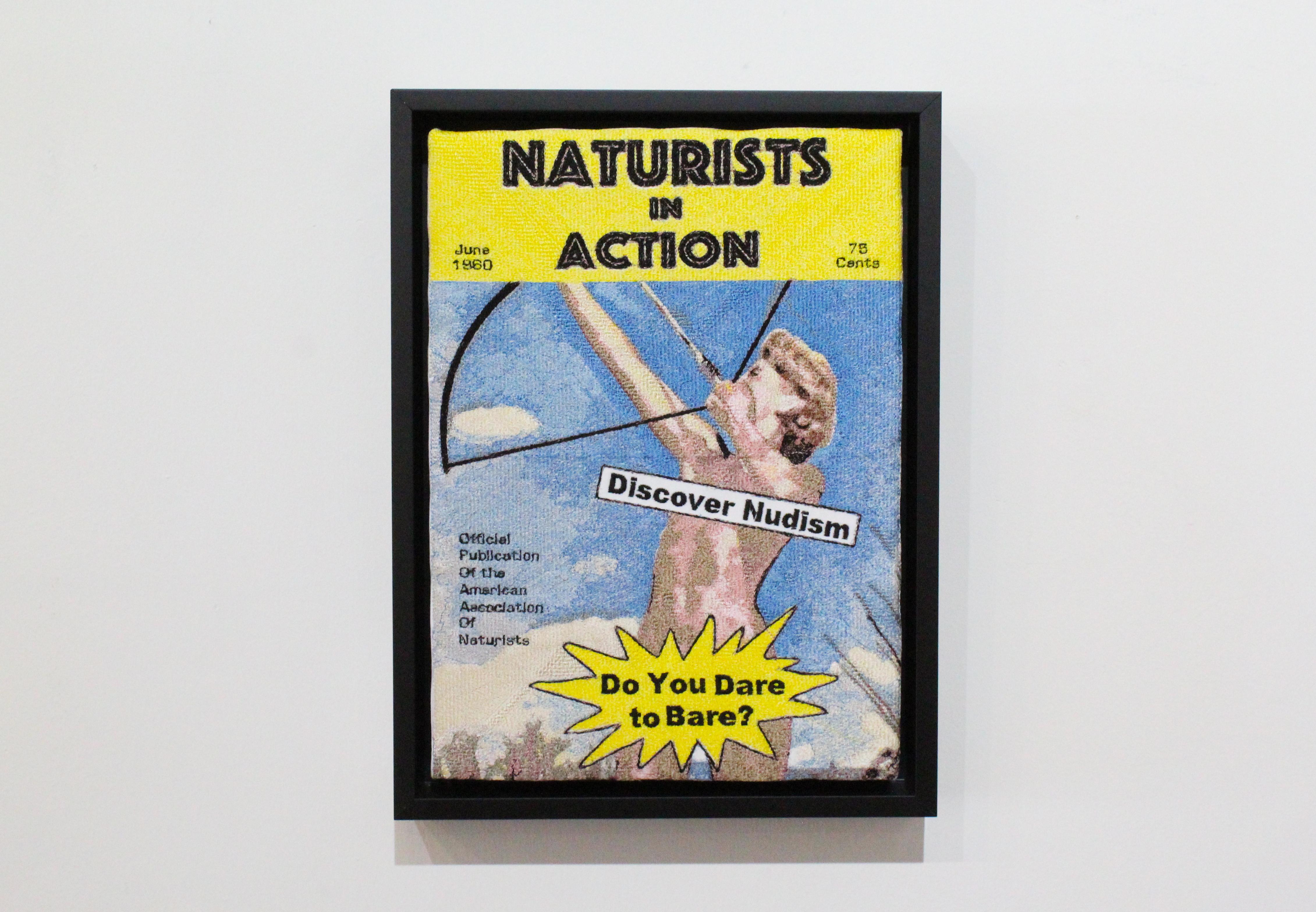 Blair Martin Cahill, Naturisti in azione, ricamo, cornice in vendita 2