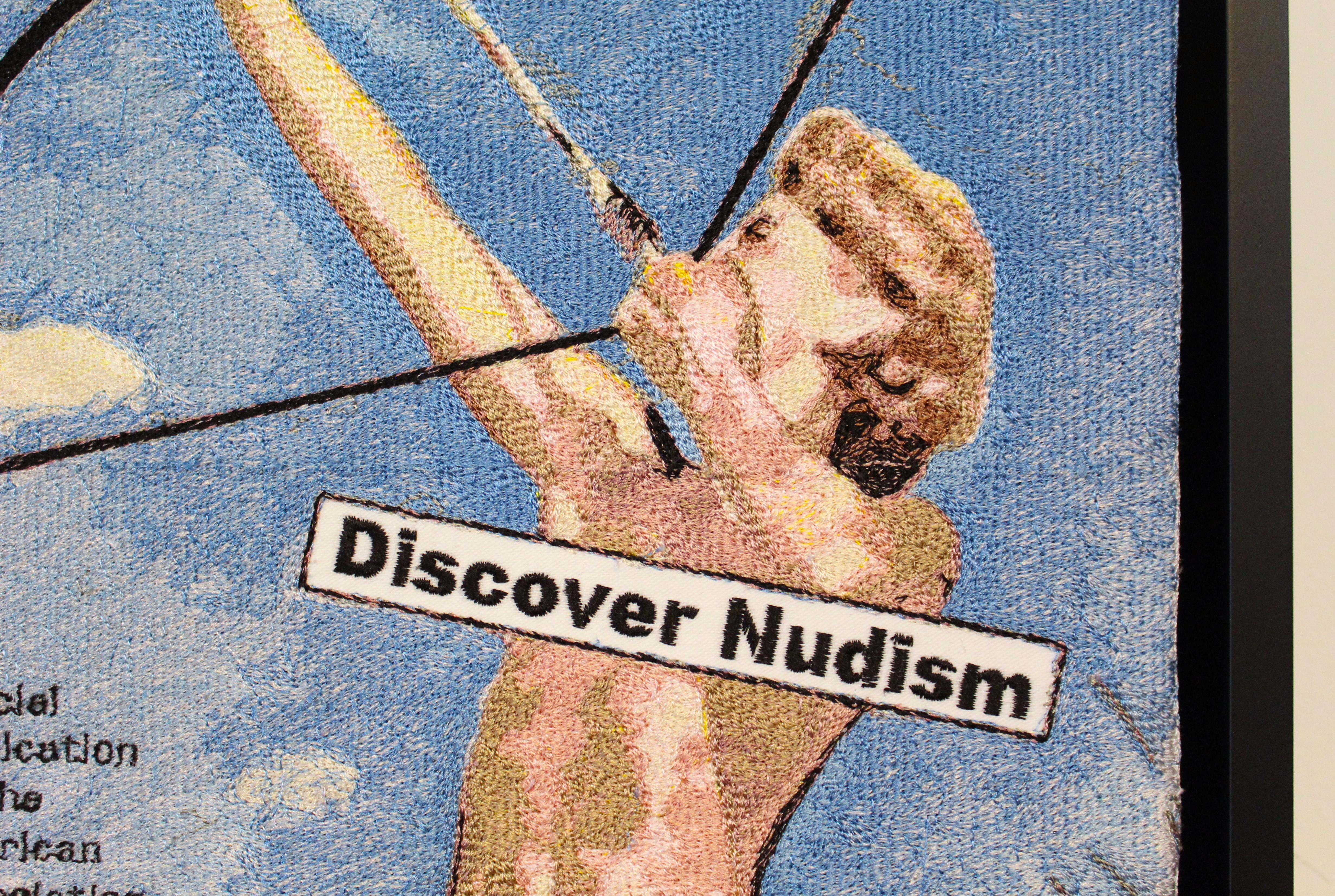 Blair Martin Cahill, Naturisti in azione, ricamo, cornice in vendita 6