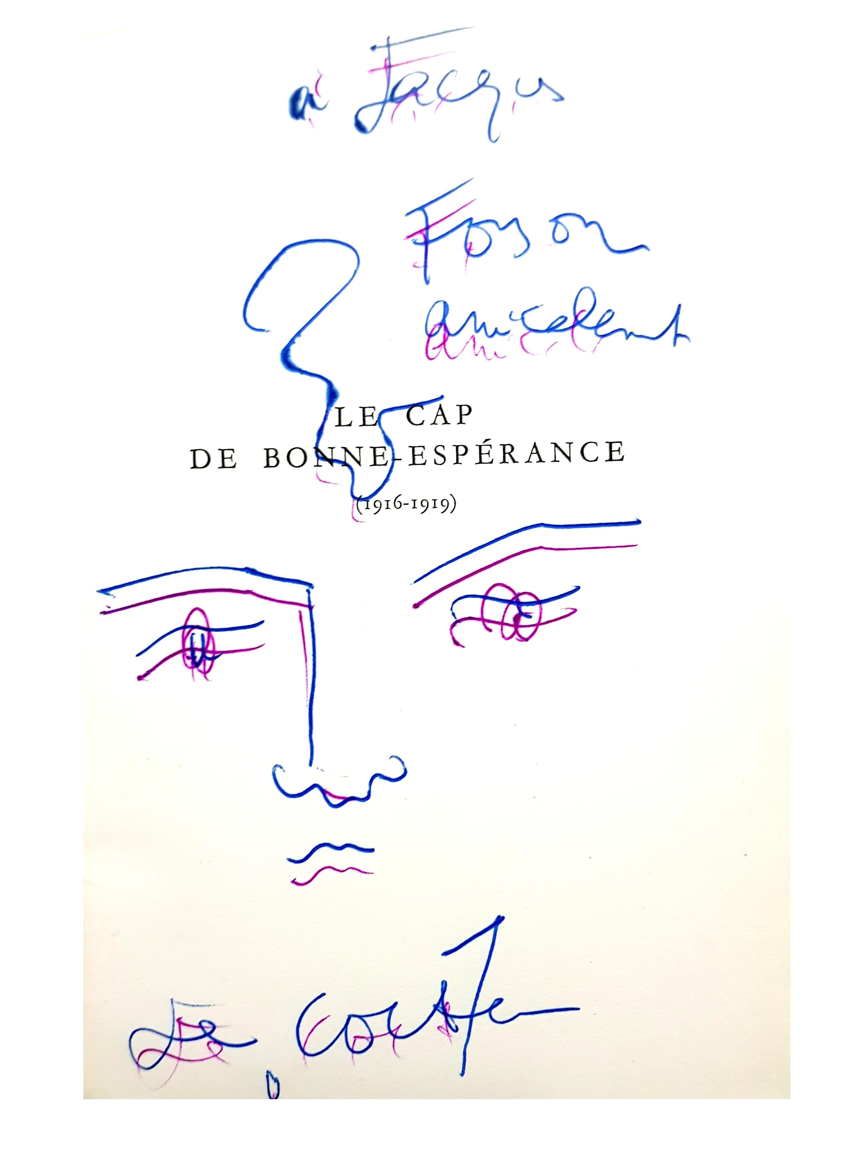 Jean Cocteau 
Exceptional copy of the complete works in 9 volumes, dedicated to Jacques Fonson, 8 with original endpage drawings
Half bound in red morocco with gold lettering
8 volumes signed by Cocteau and with an original drawing on the title