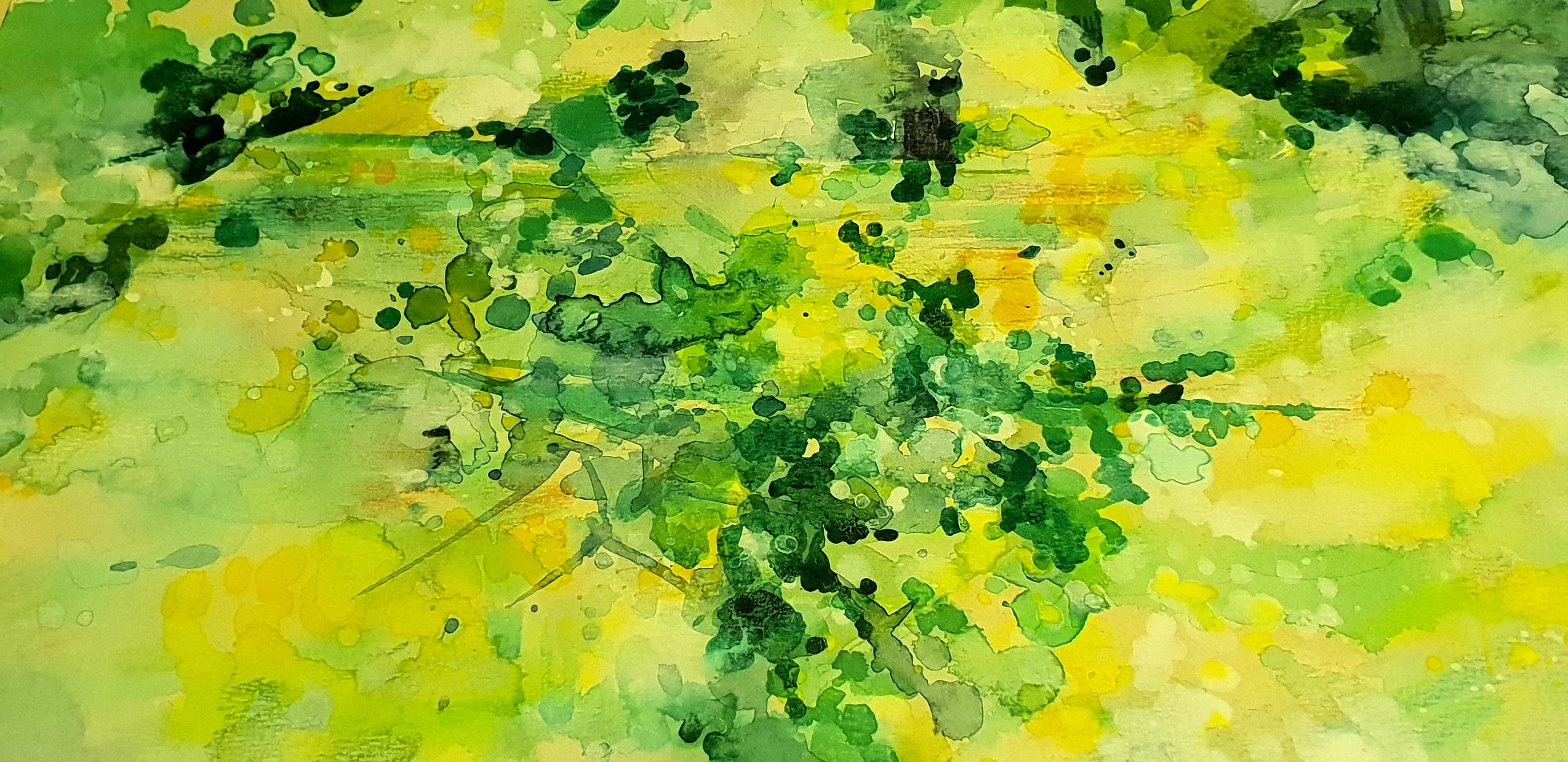 Camille Hilaire - Green Trees - Original Signed Watercolor  For Sale 1