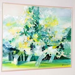 Vintage Camille Hilaire - Green Trees - Original Signed Watercolor 