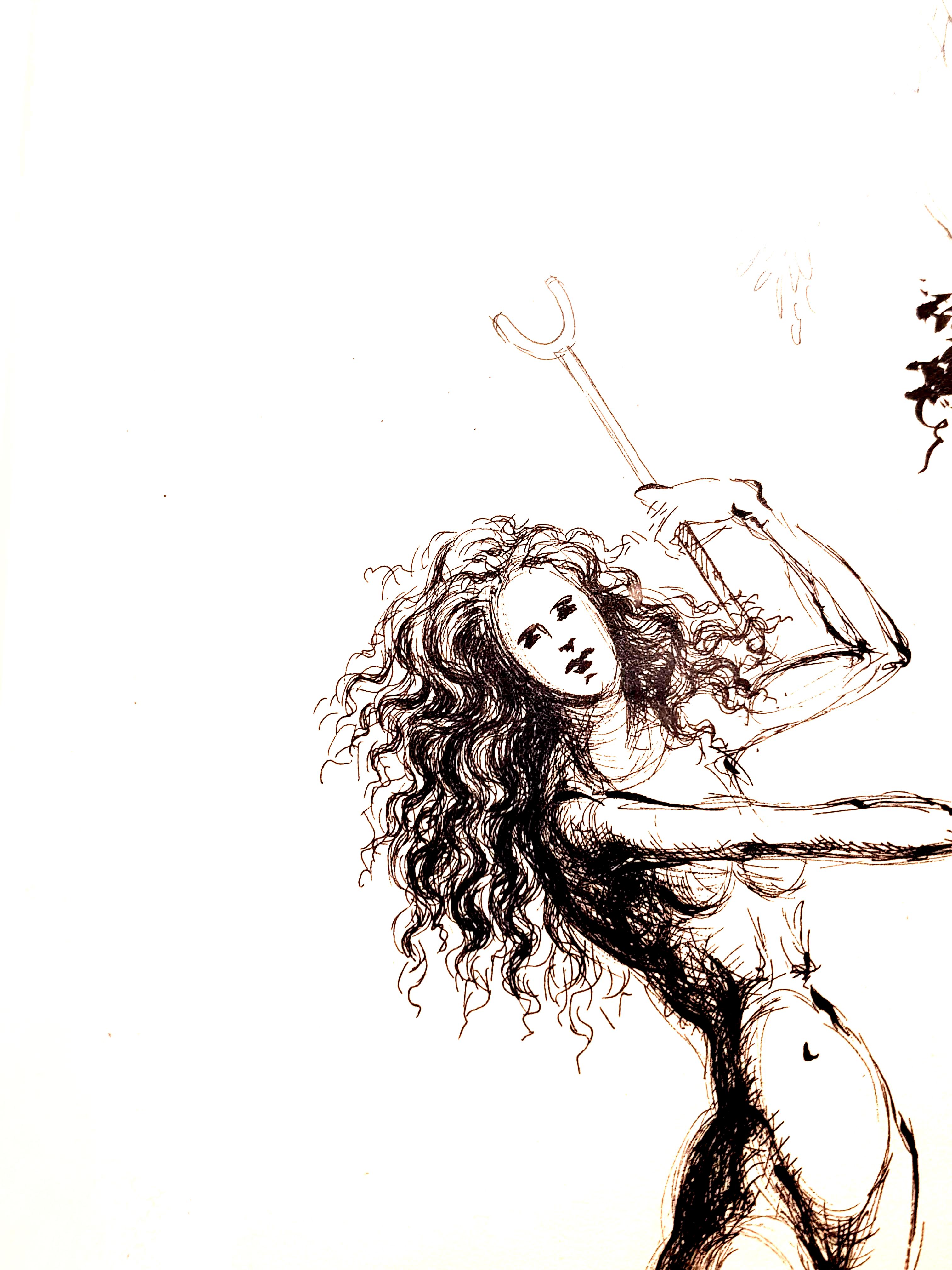 Salvador Dali - Original Signed Drawing - Ladies Dance 2