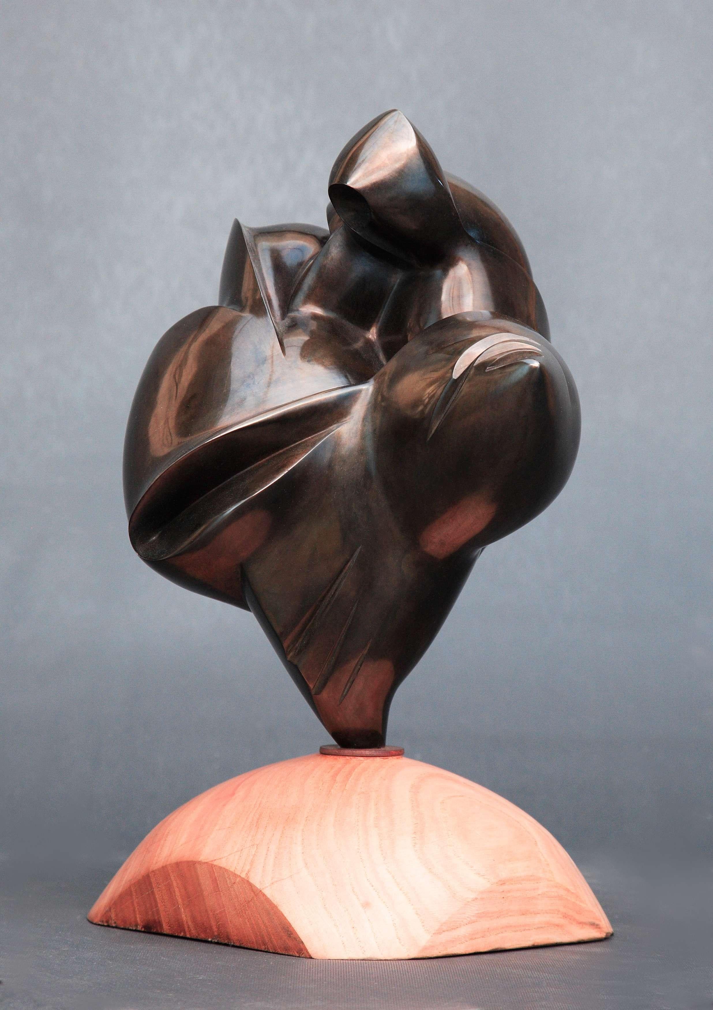 Polls - Sculpture en bronze - Thelxino - Or Figurative Sculpture par Dominique Polles 