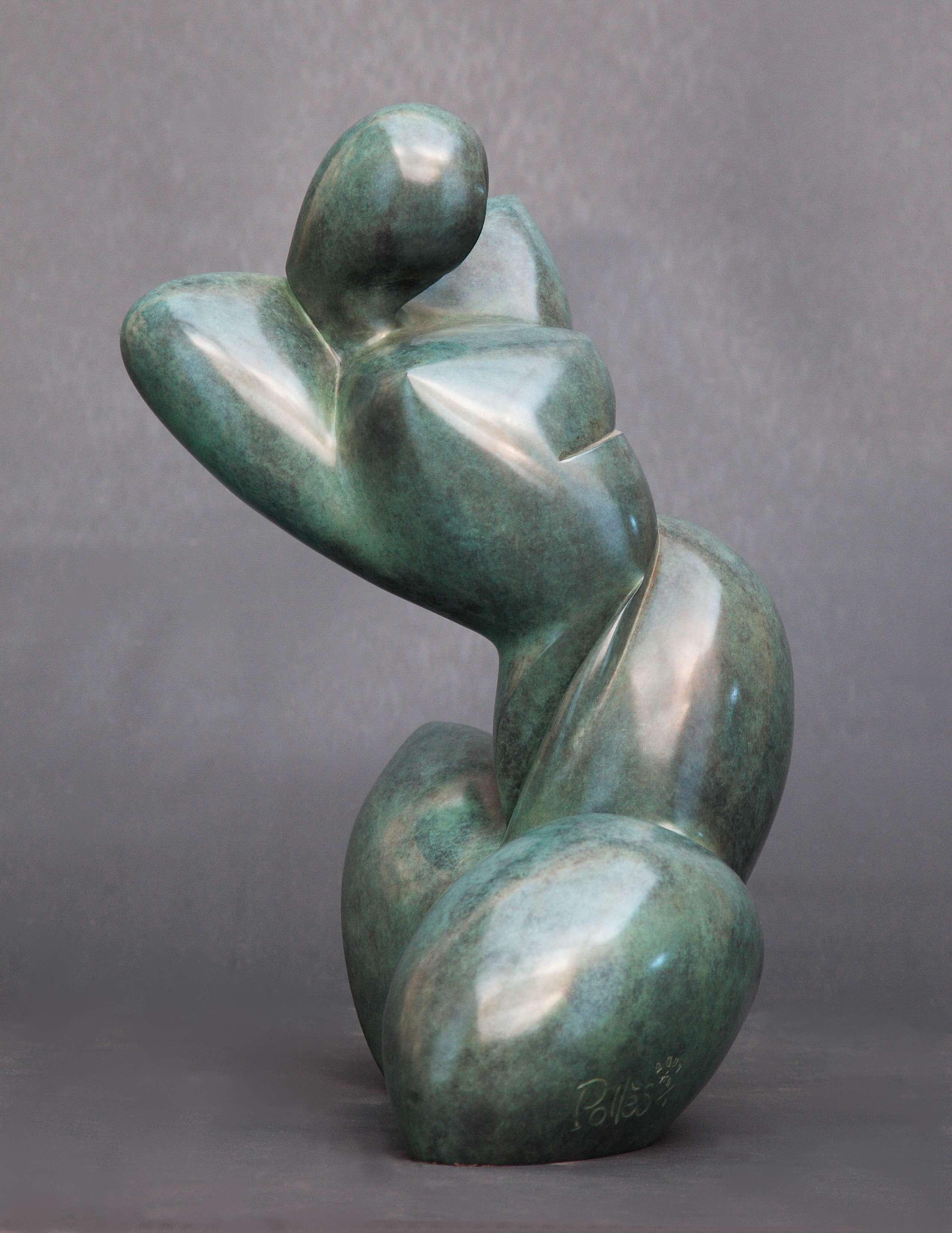 Dominique Polles  Nude Sculpture - Pollès - Bronze Sculpture - Chrysis