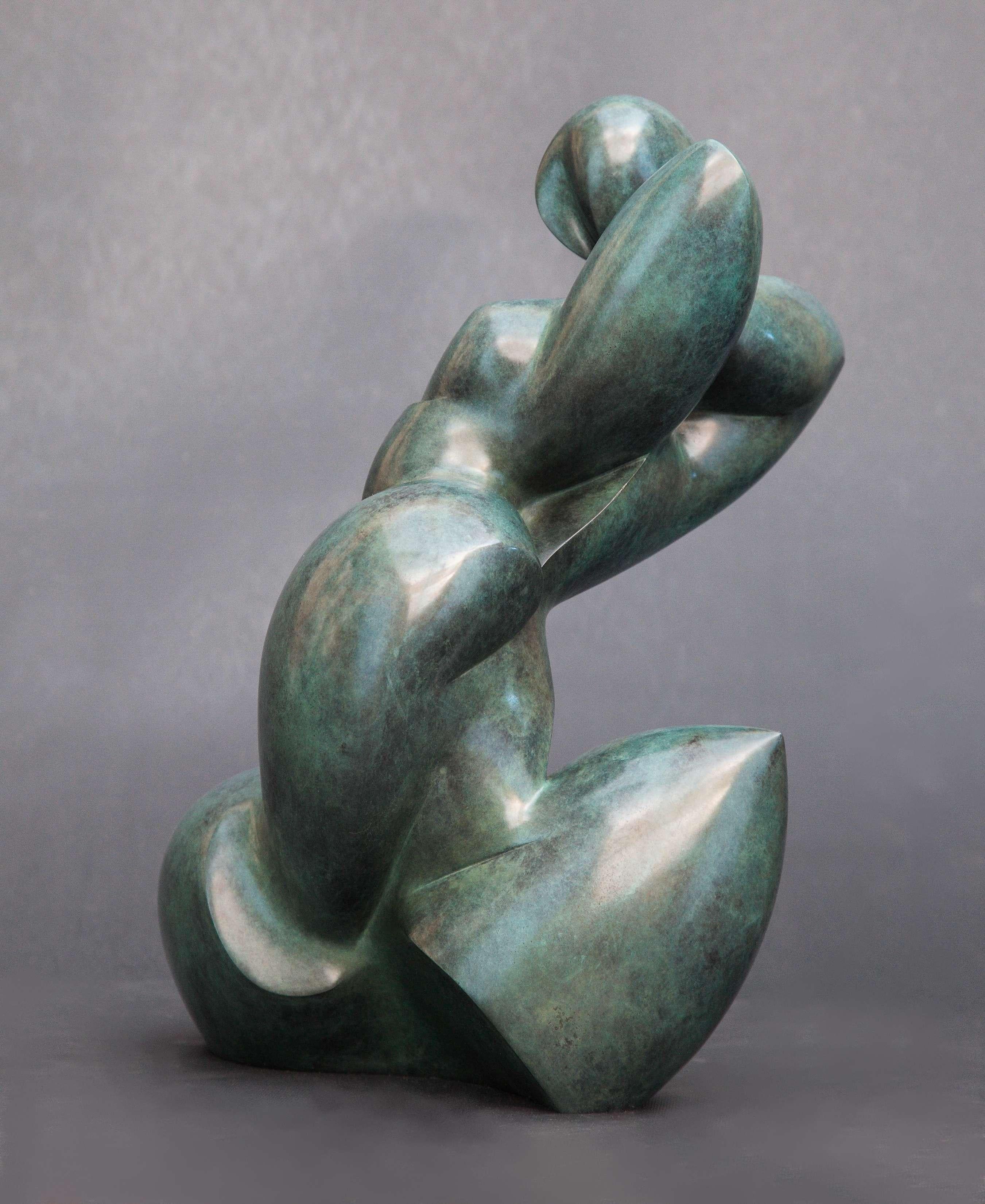 Pollès - Bronze Sculpture - Chrysis - Gold Nude Sculpture by Dominique Polles 