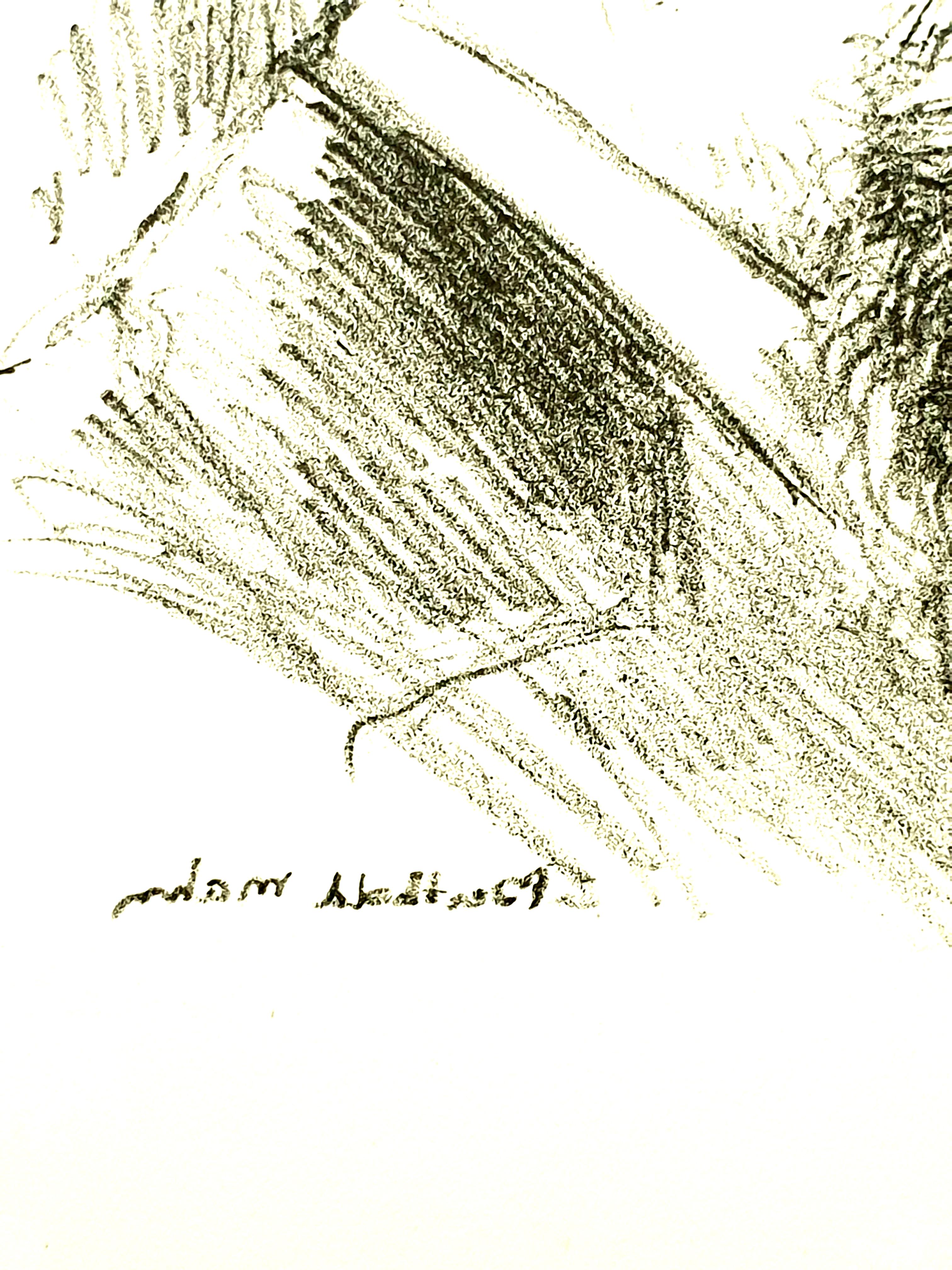 Berthold Mahn - Portrait - Original Lithograph For Sale 1