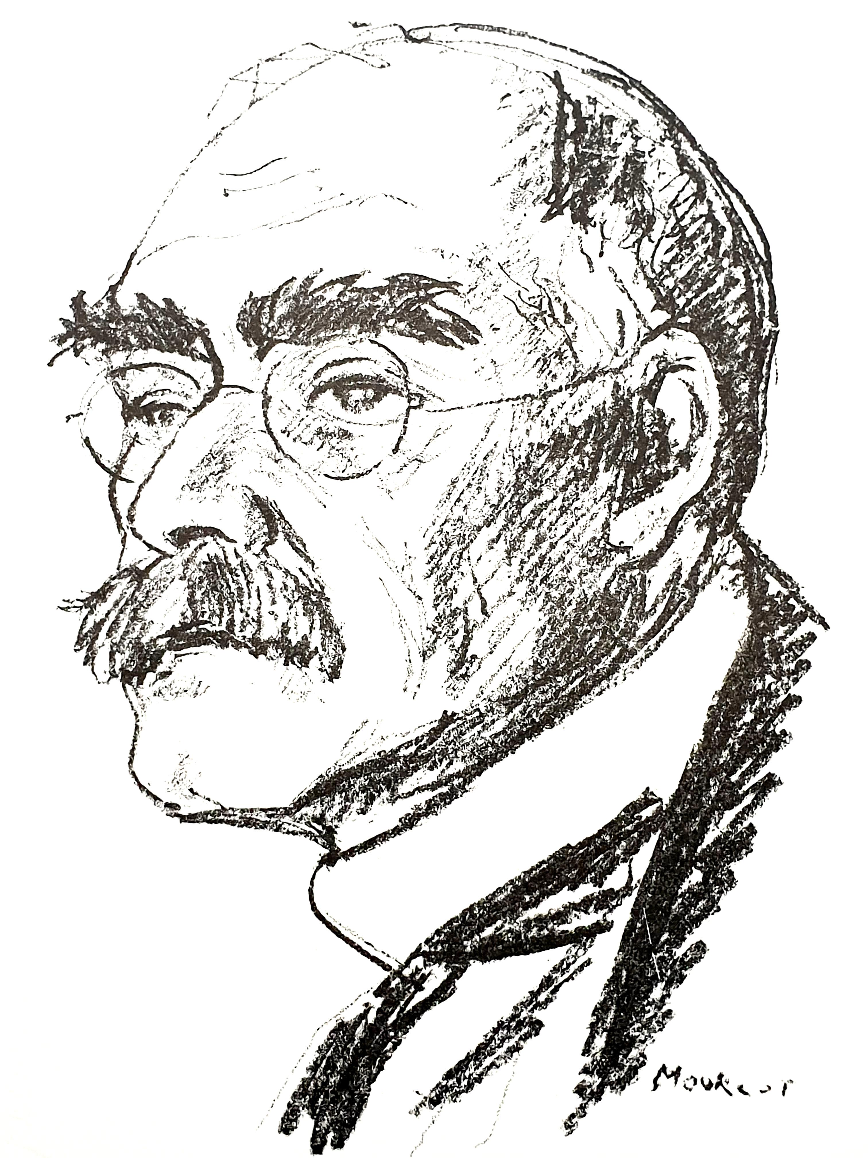 Maurice Mourlot - Portrait - Original Lithograph For Sale 2