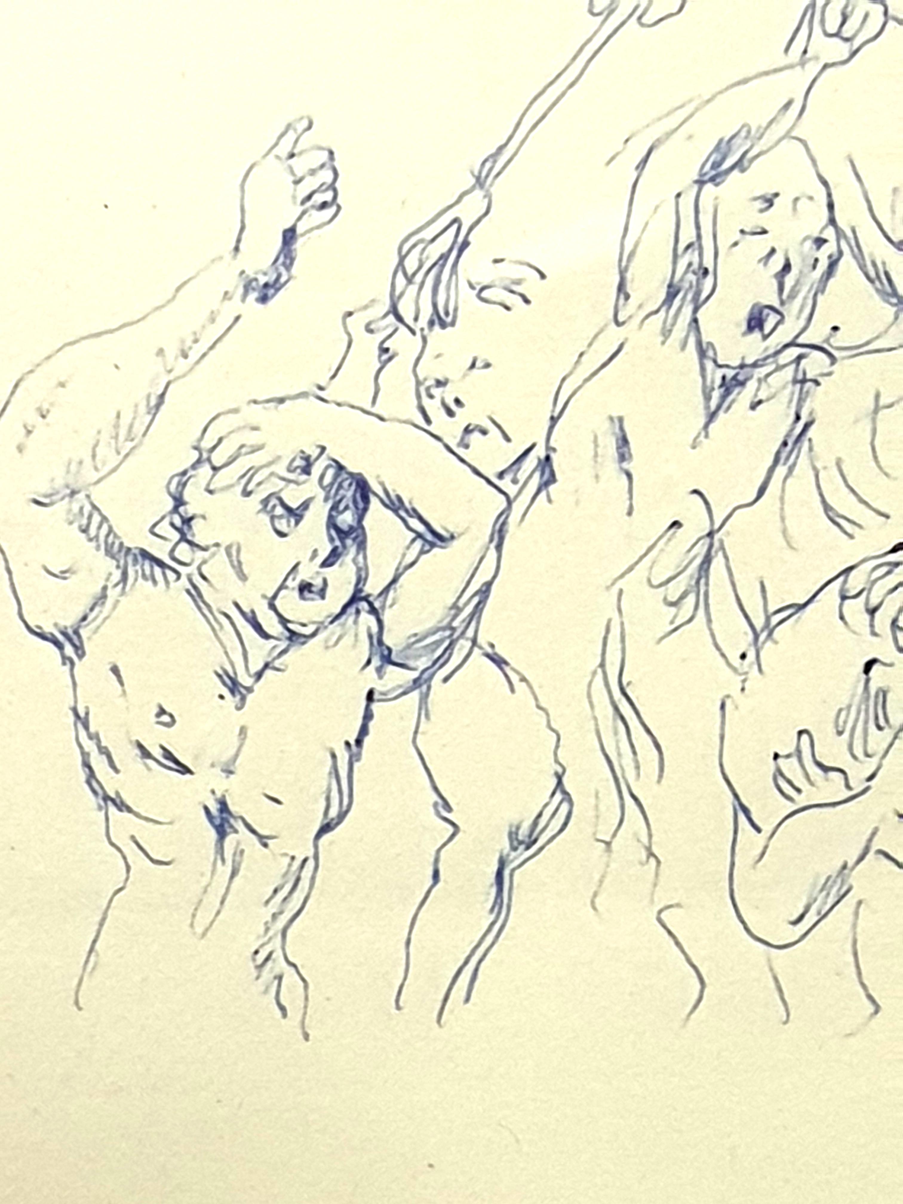 Tsuhugaru Foujita - Paura - Disegno originale - Art Moderno di Léonard Tsugouharu Foujita