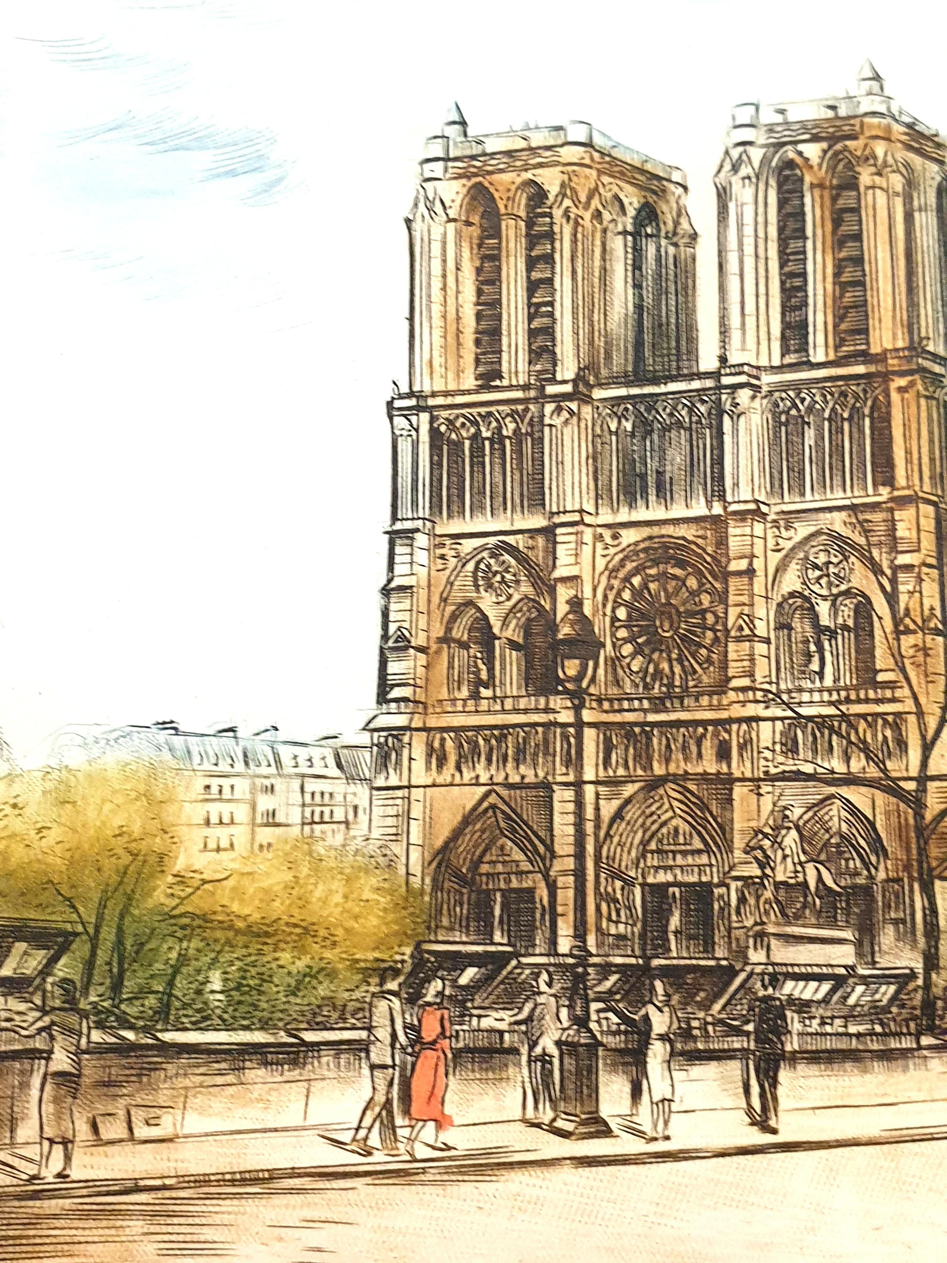 Dufza - Paris Notre Dame - Original handsignierte Radierung im Angebot 4