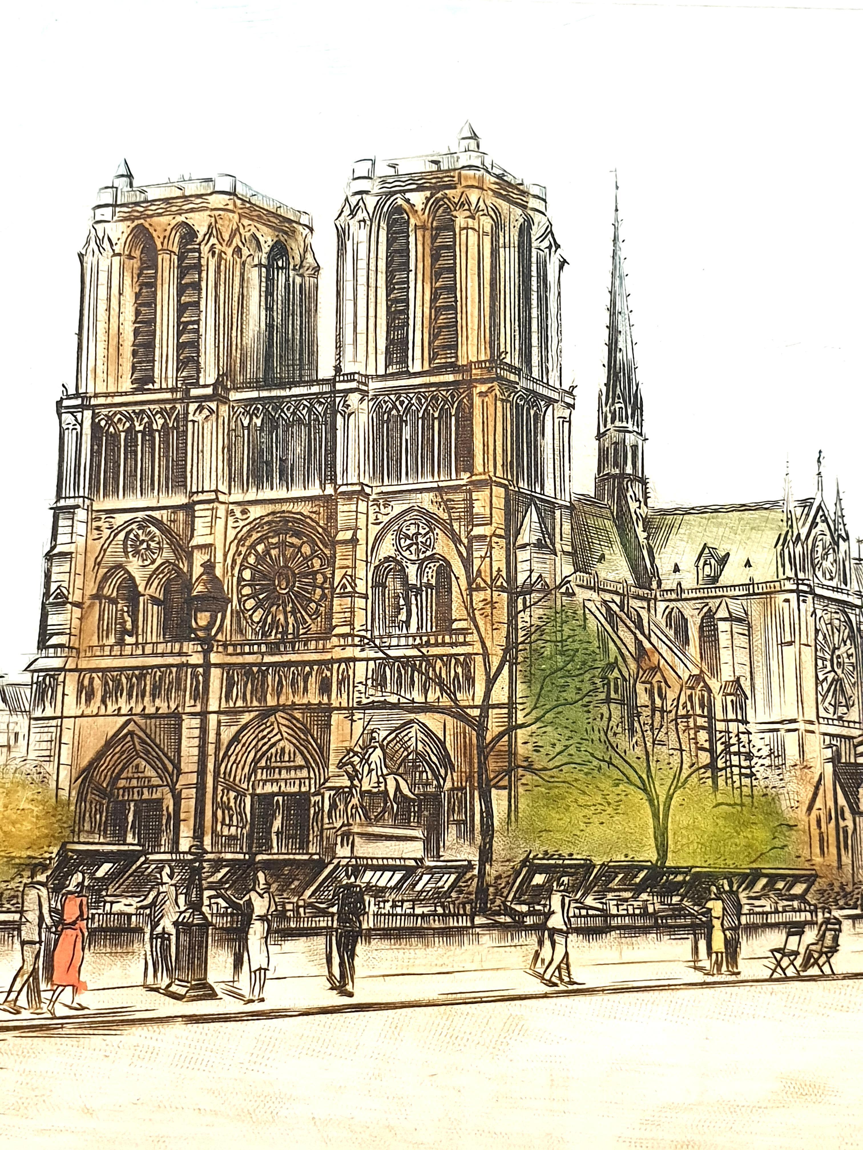 Dufza - Paris Notre Dame - Original handsignierte Radierung im Angebot 5
