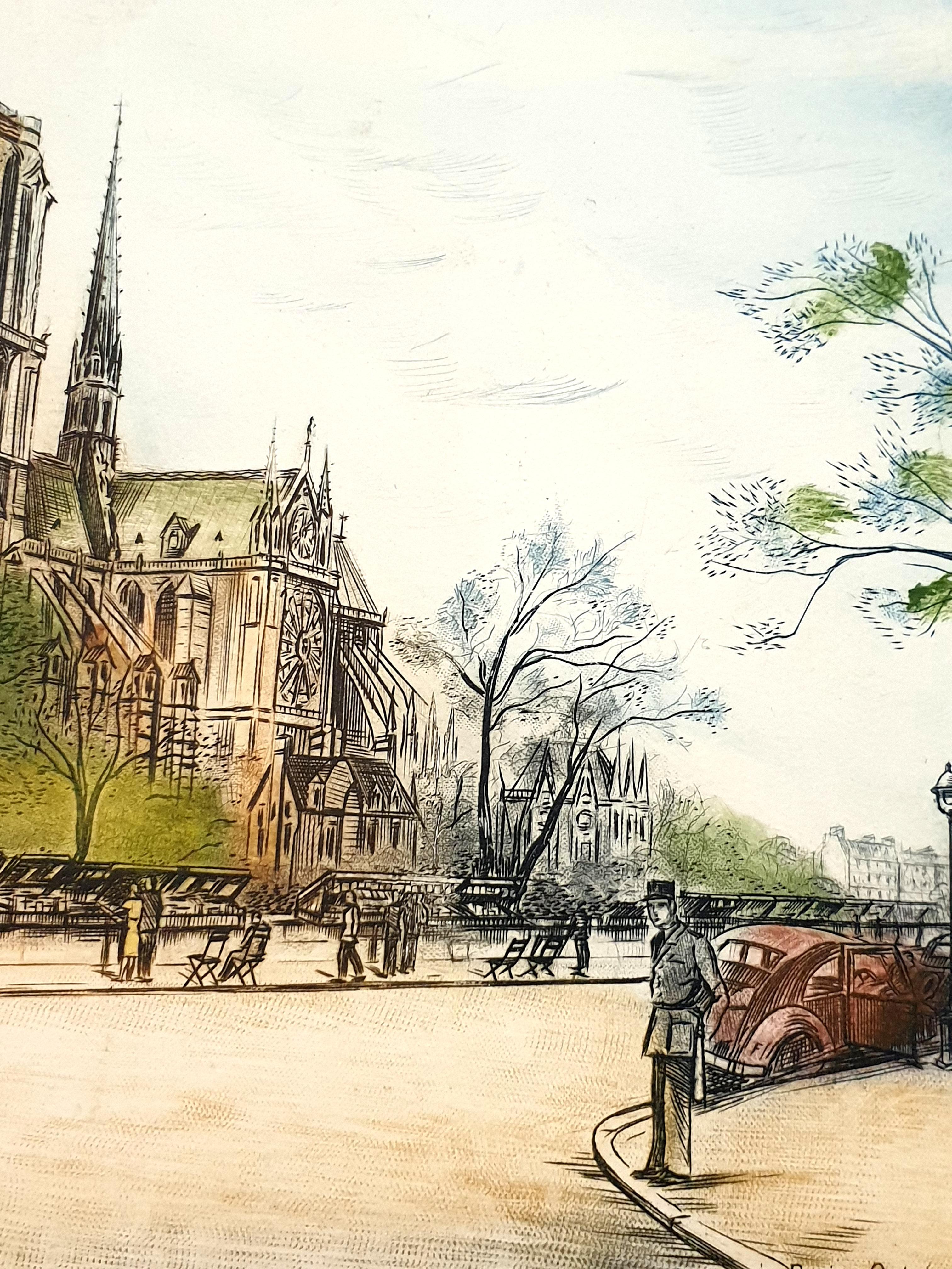 Dufza - Paris Notre Dame - Original handsignierte Radierung im Angebot 6