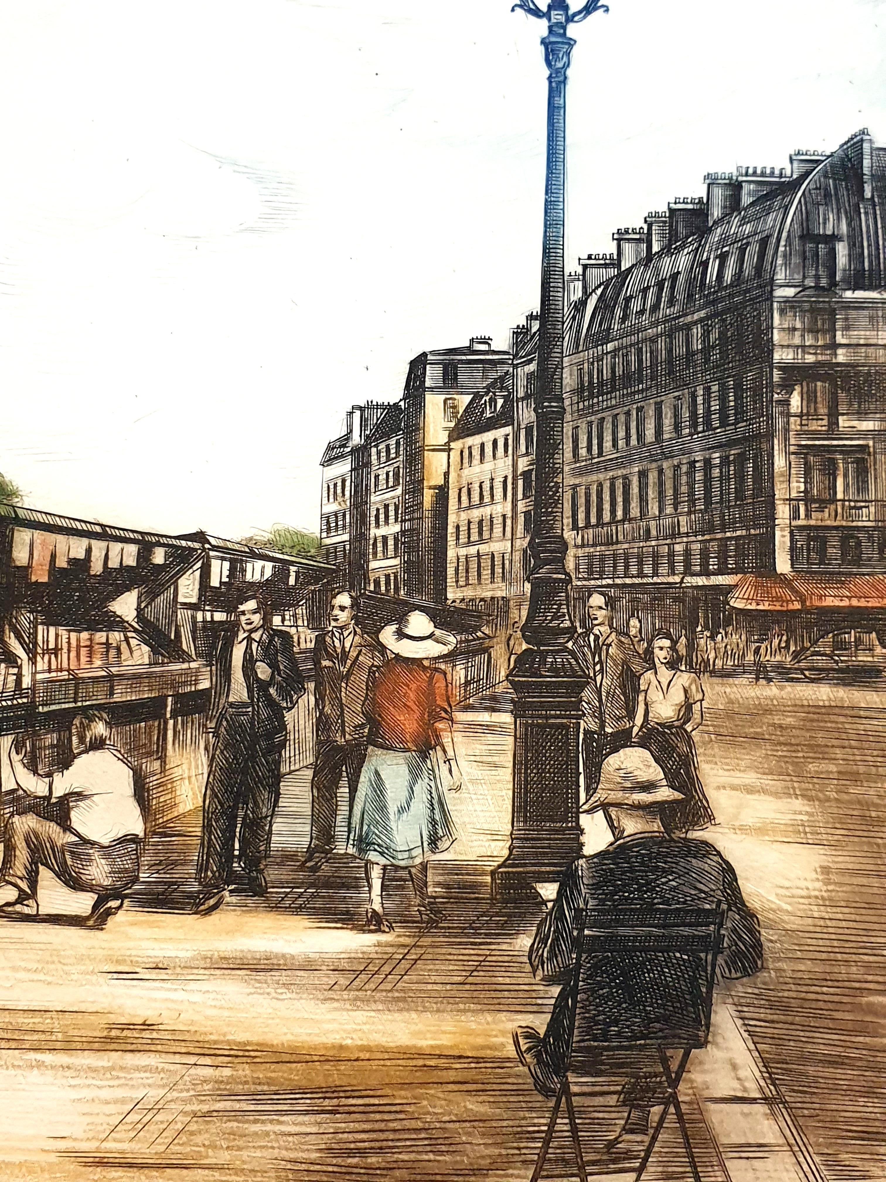 Dufza - Paris - Quai des Grands Augustins - Original handsignierte Radierung im Angebot 1