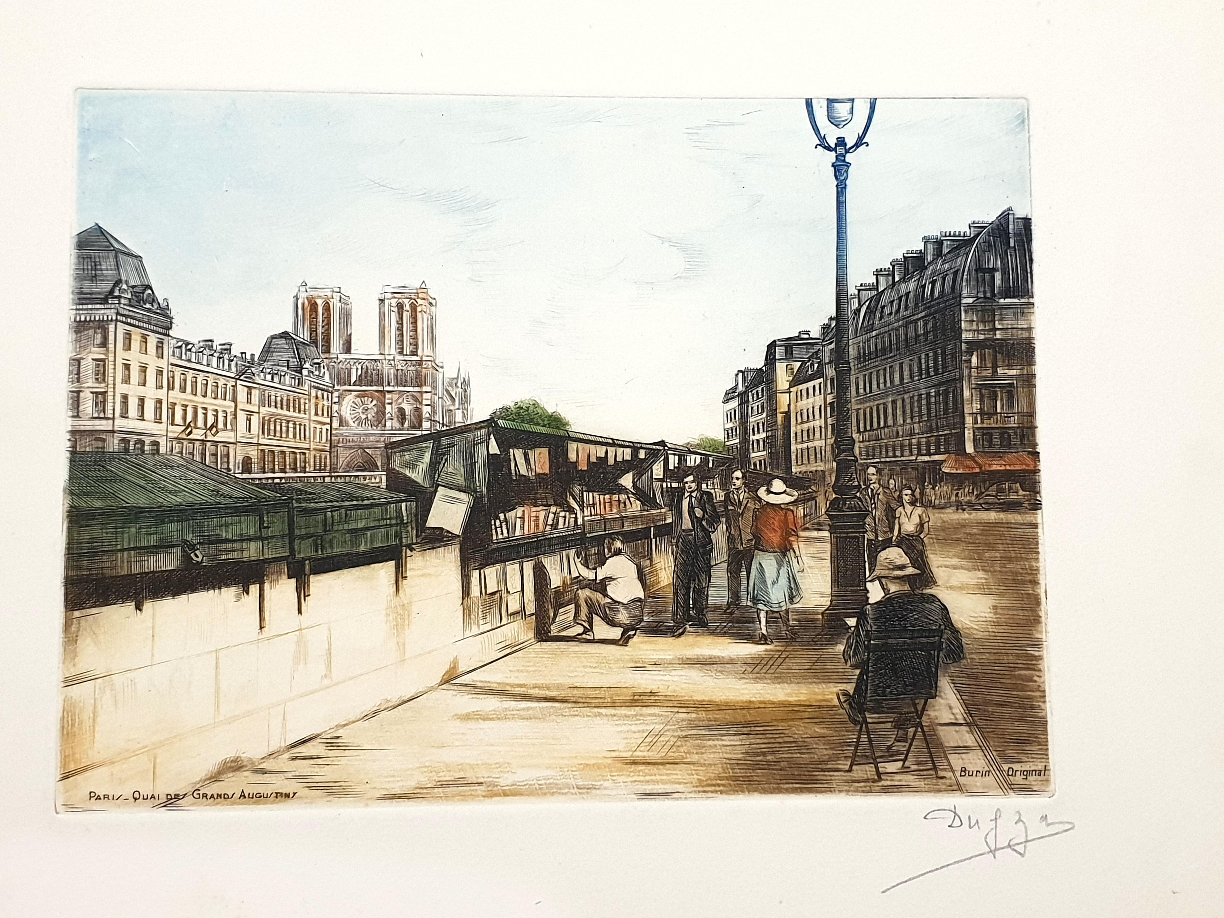 Dufza - Paris - Quai des Grands Augustins - Original handsignierte Radierung