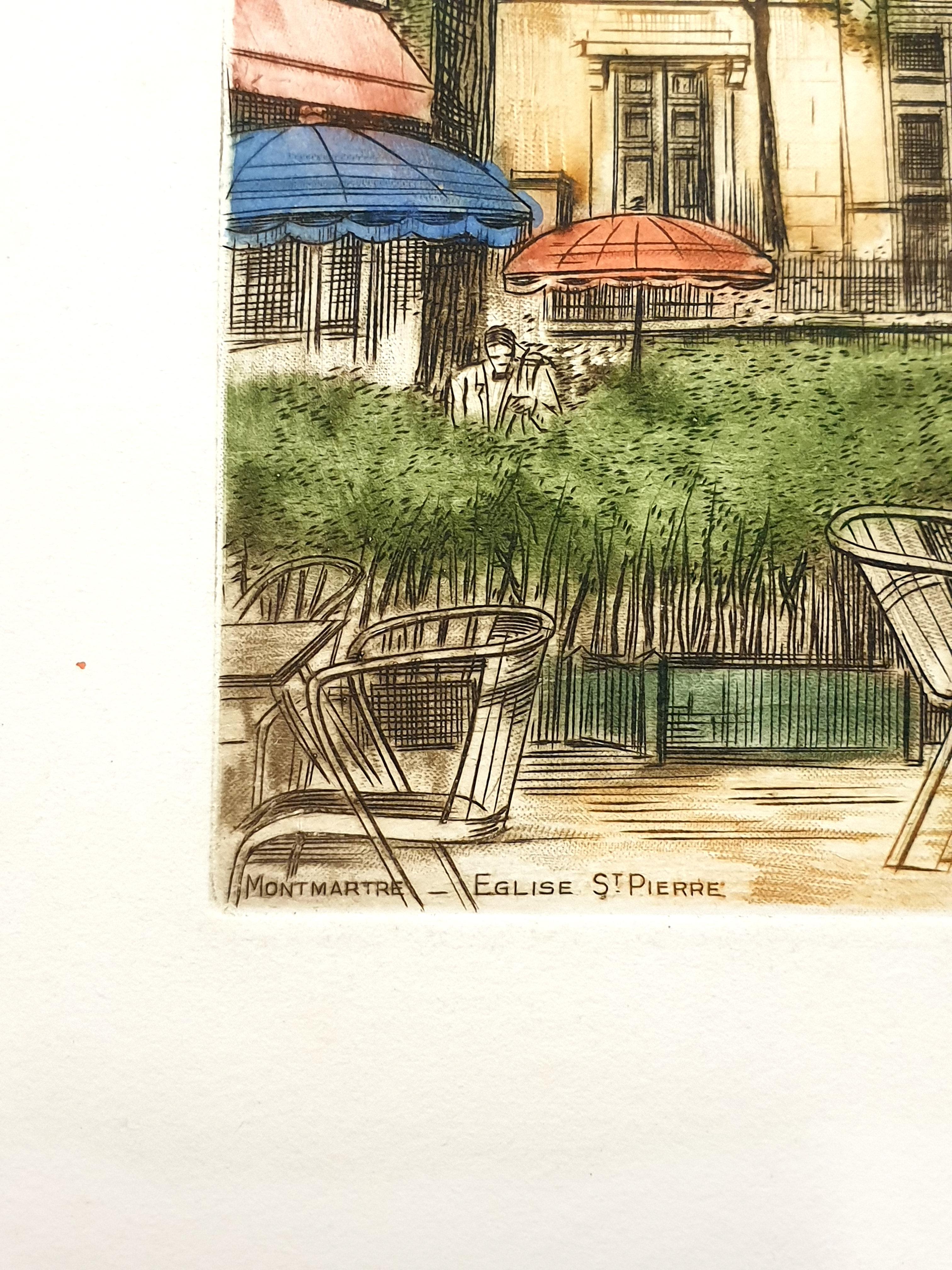 Dufza - París - Montmartre - Grabado original firmado a mano en venta 4