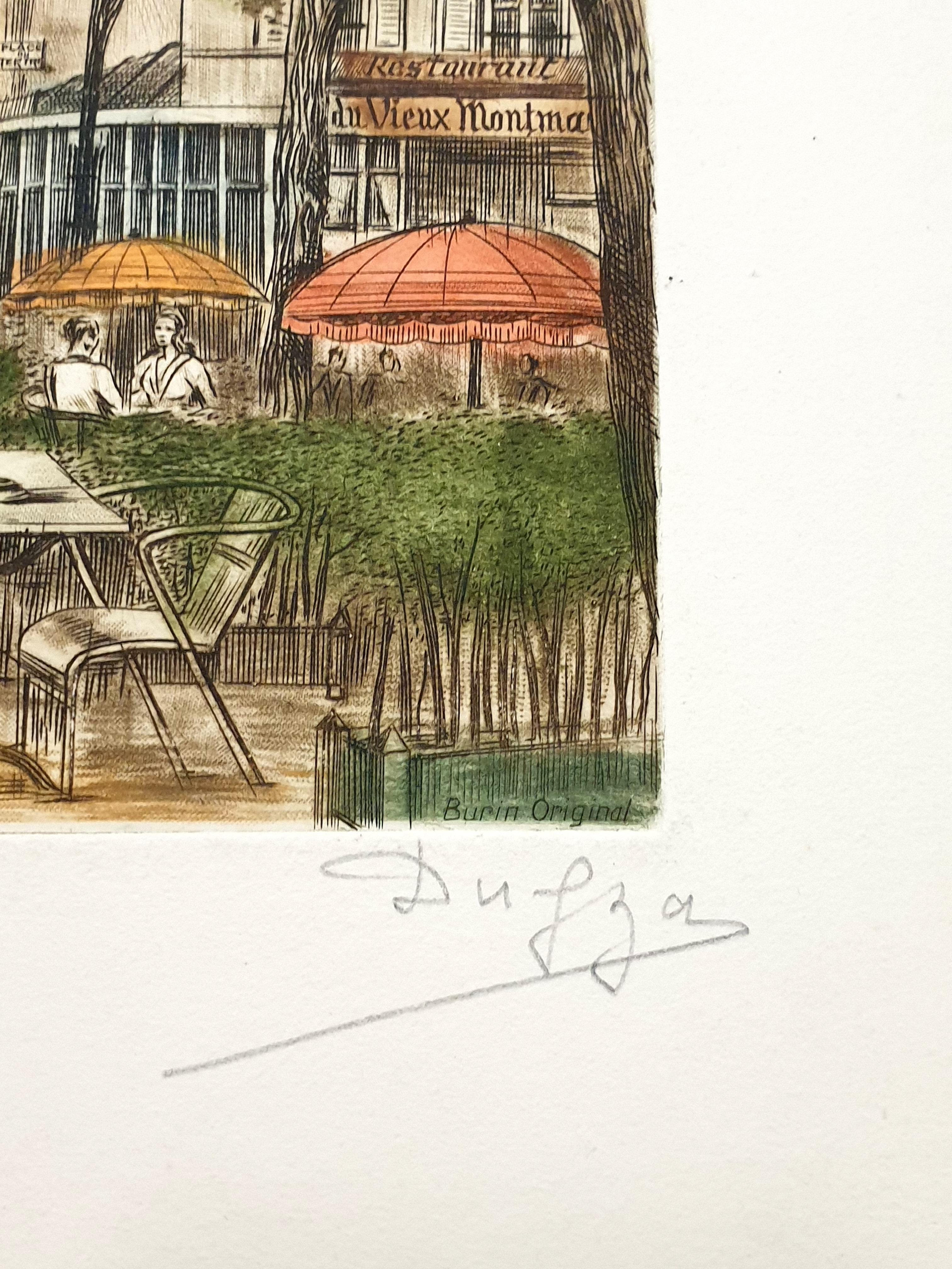 Dufza - París - Montmartre - Grabado original firmado a mano en venta 3