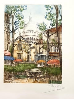 Dufza - París - Montmartre - Grabado original firmado a mano