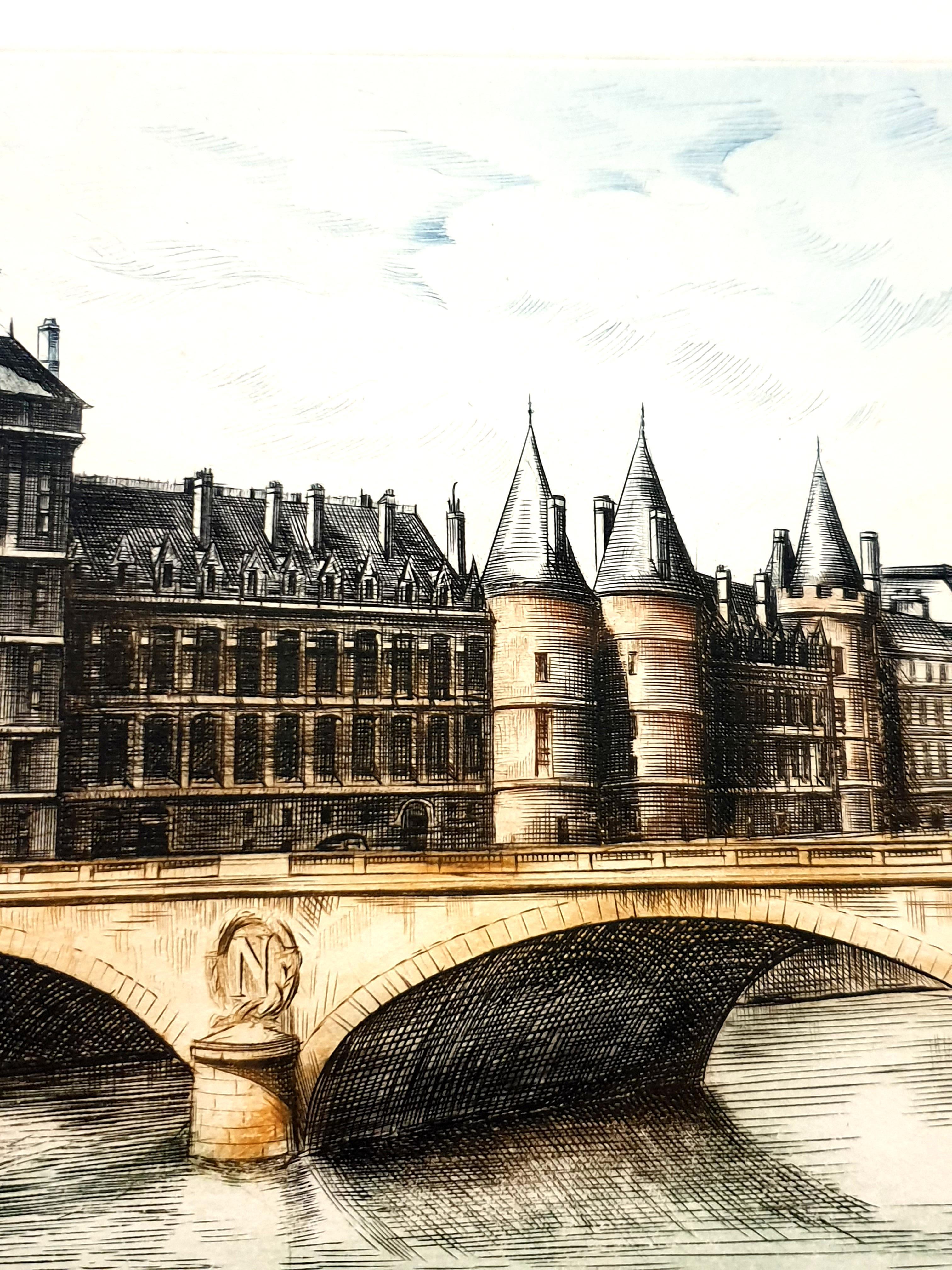 Dufza - Parigi - Conciergerie - Acquaforte originale firmata a mano in vendita 6