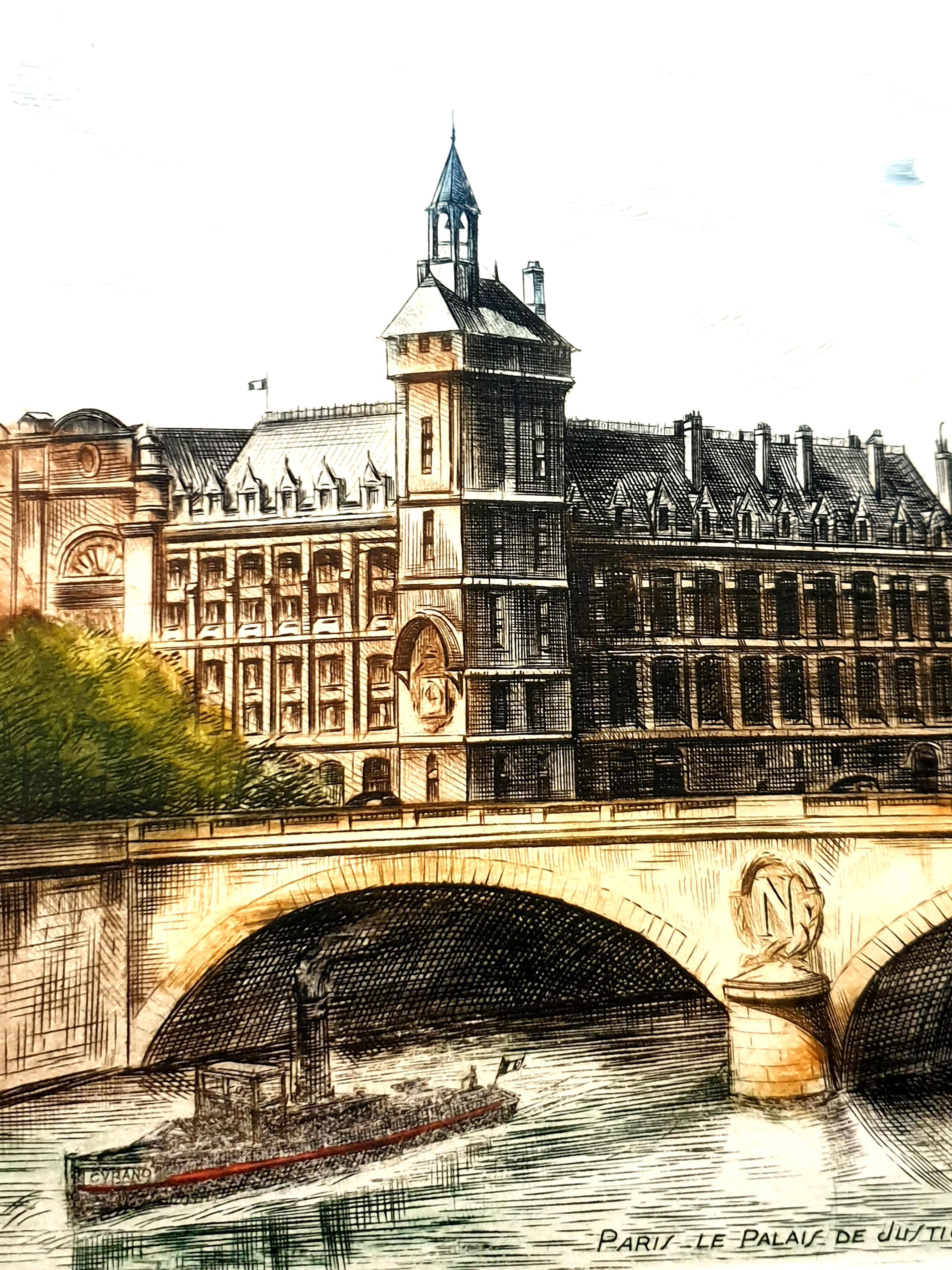 Dufza - Parigi - Conciergerie - Acquaforte originale firmata a mano in vendita 5