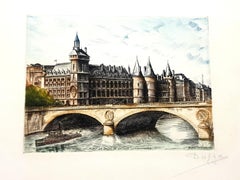 Dufza - París - Conciergerie - Grabado original firmado a mano