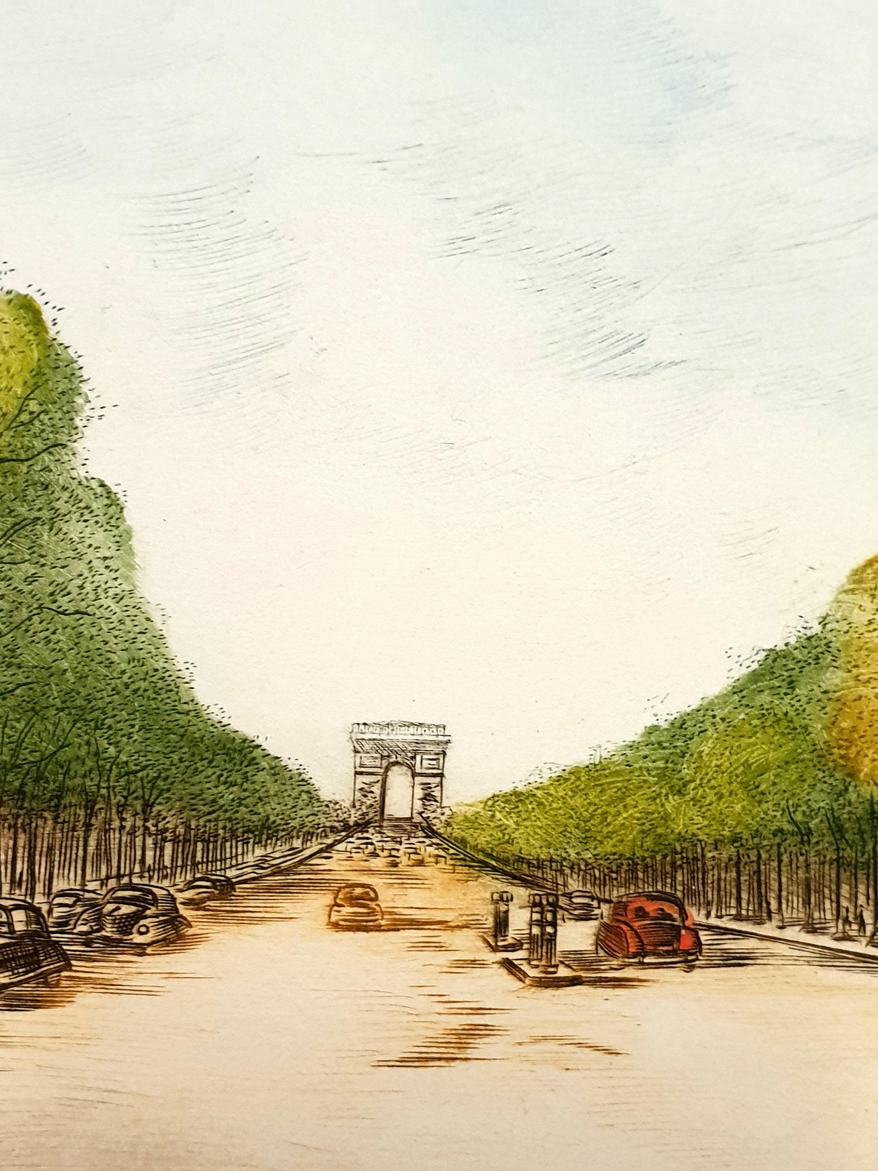 Dufza - Paris - Champs Elyses - Gravure originale signée à la main en vente 5