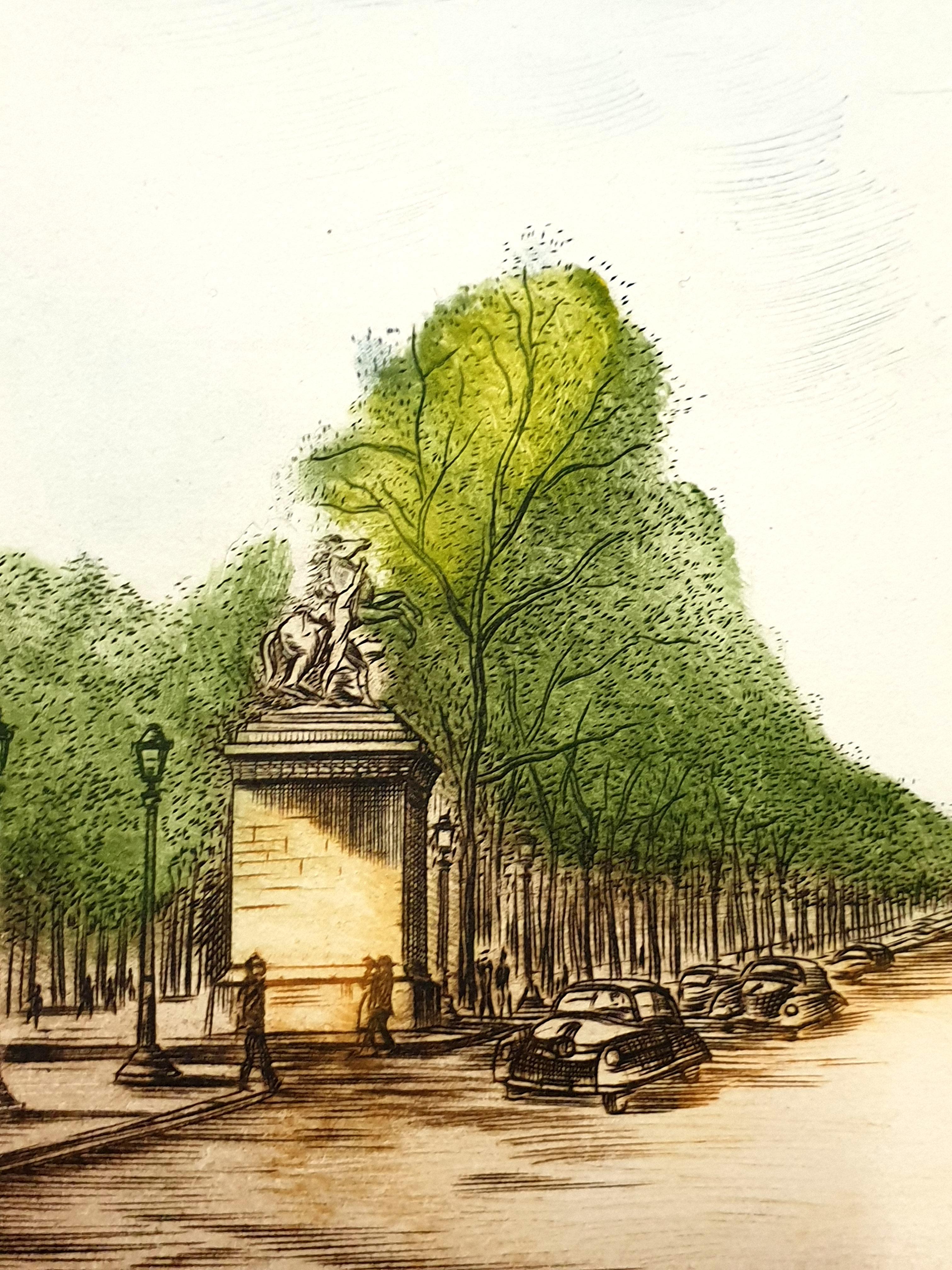 Dufza - Paris - Champs Elyses - Gravure originale signée à la main en vente 4
