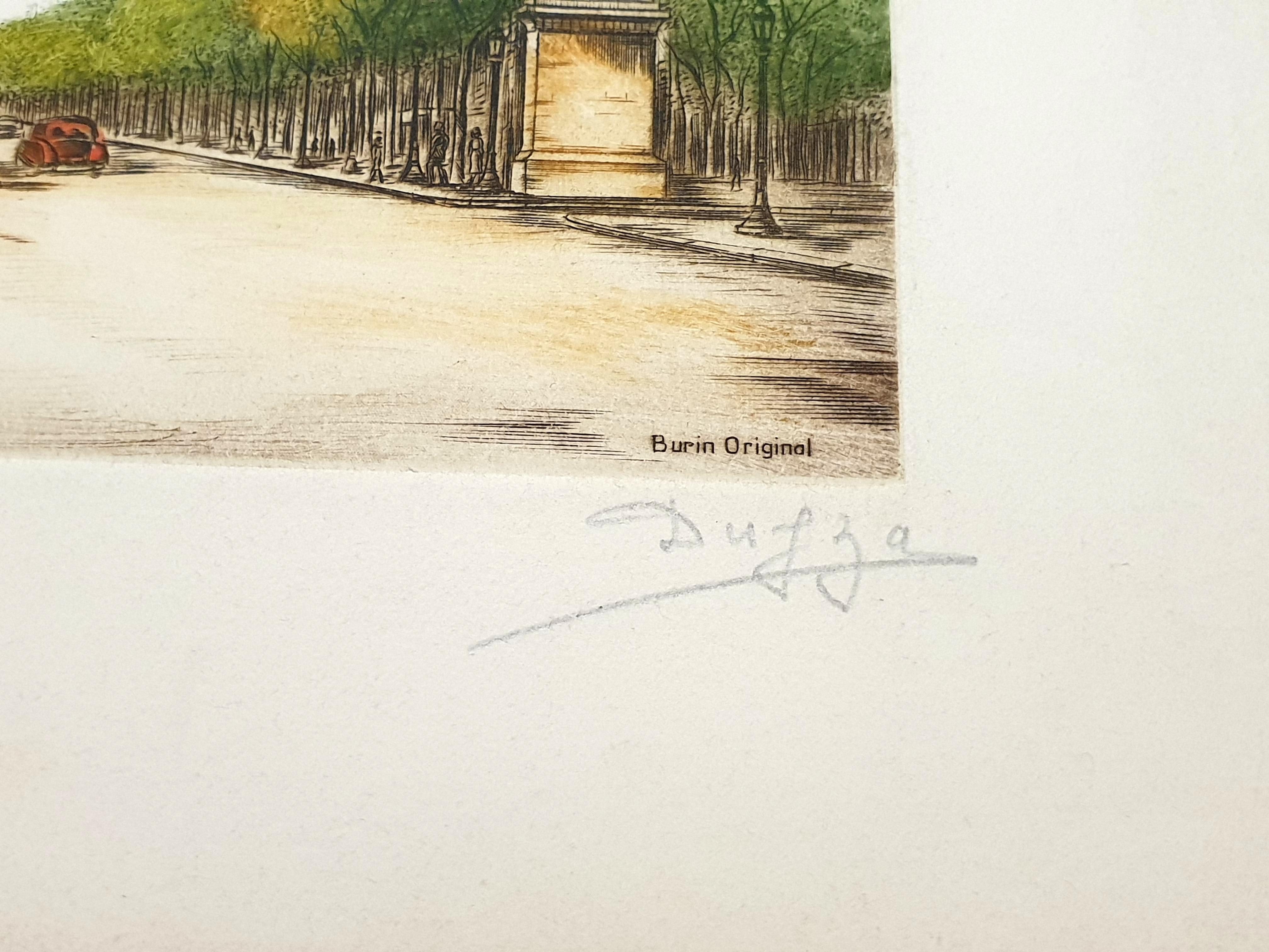 Dufza - Paris - Champs Elyses - Gravure originale signée à la main en vente 2