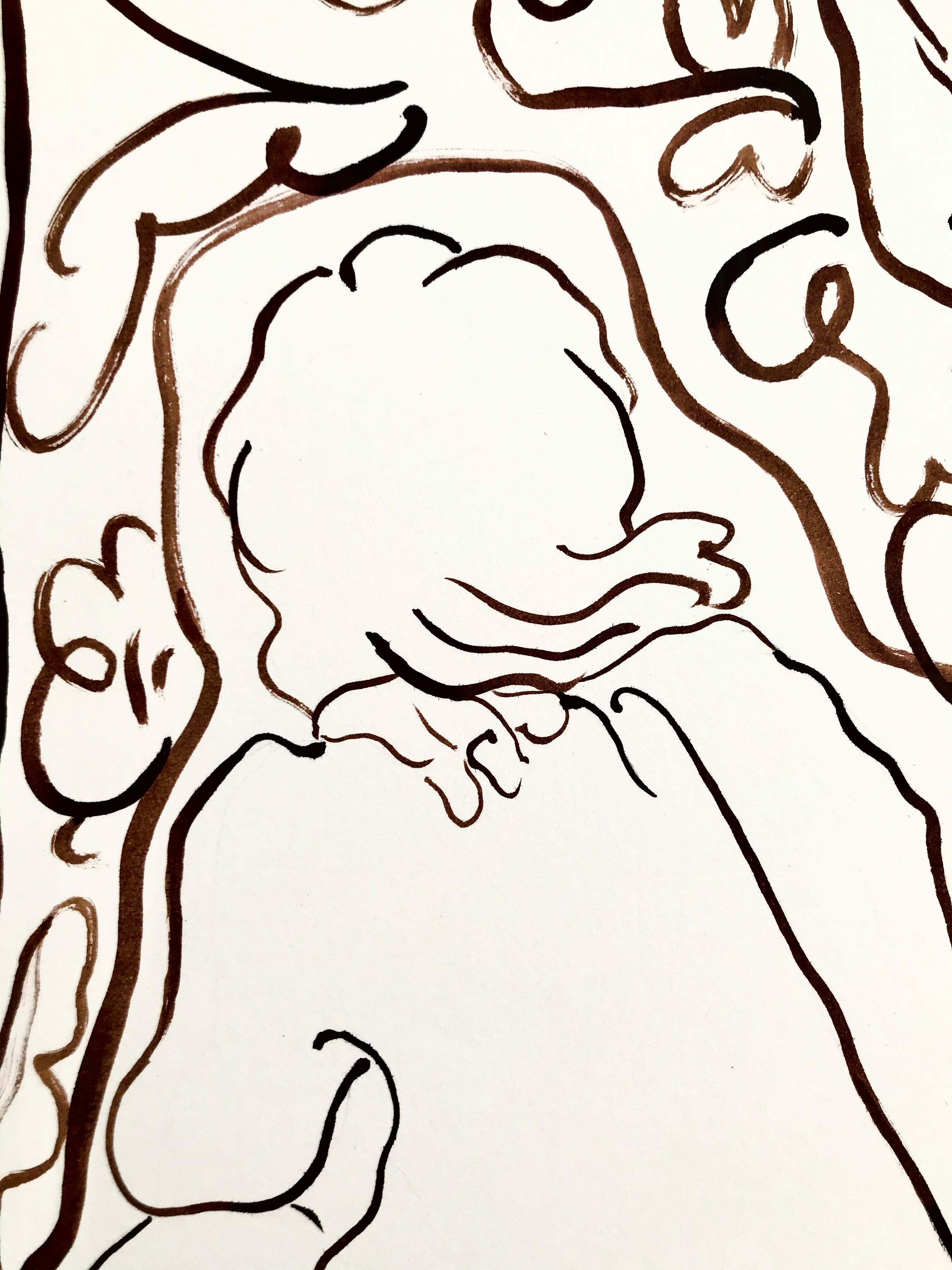 Bathe, Ink on Cartridge Paper, 29.7 x 42 cm, 2021 - Art by Ruby Bateman 