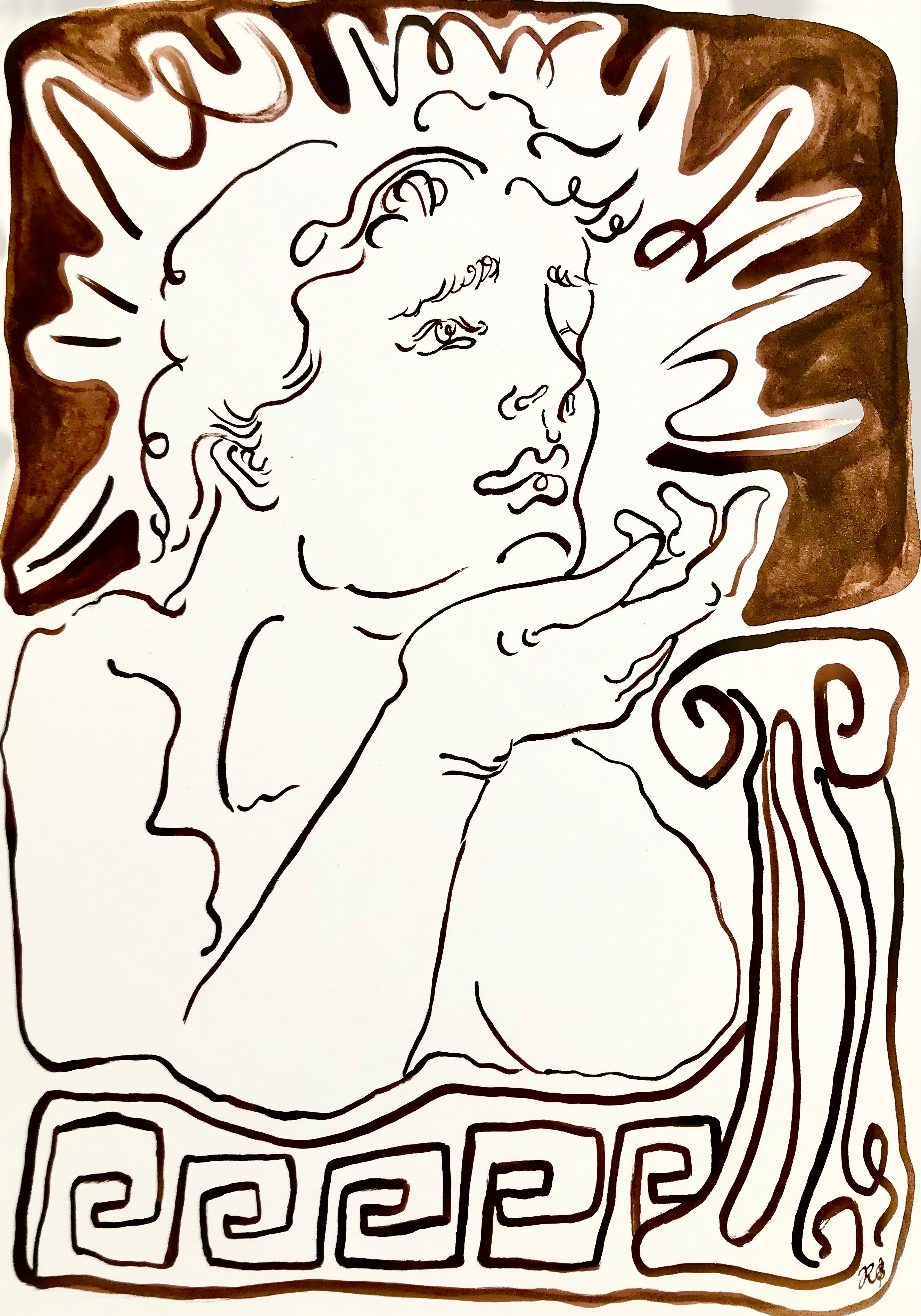 Ruby Bateman  Figurative Art - Plead for me, Ink on Cartridge Paper, 29.7 x 42 cm, 2021