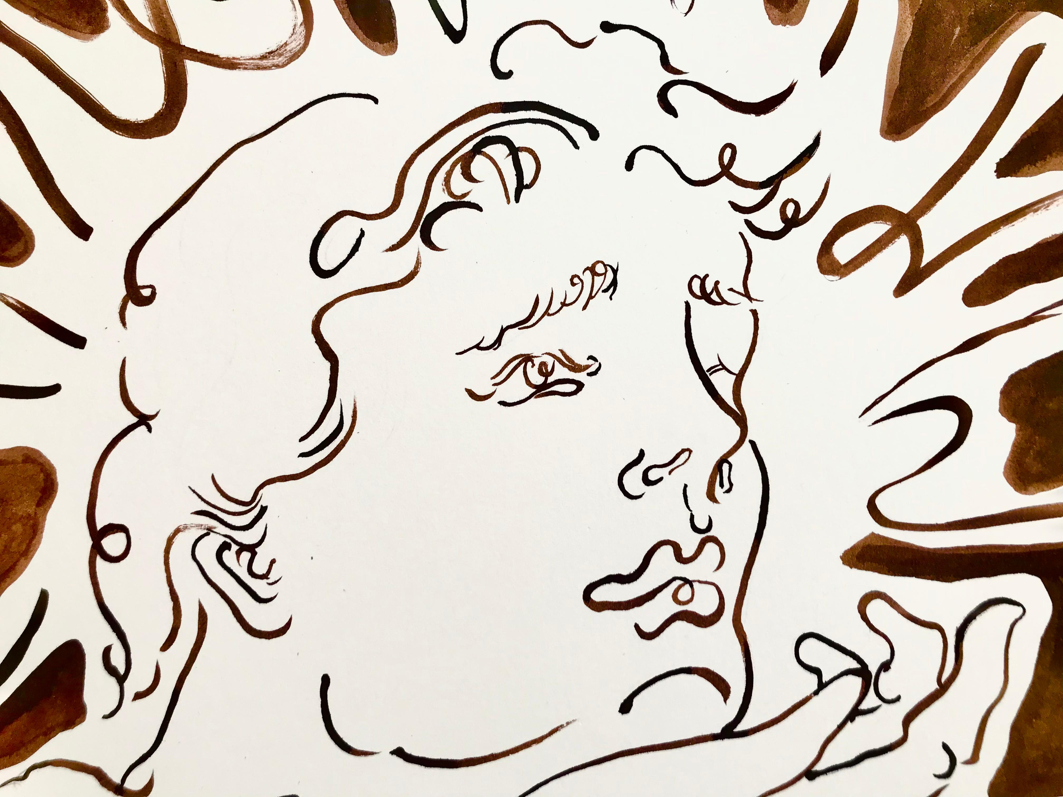 Plead for me, Ink on Cartridge Paper, 29.7 x 42 cm, 2021 - White Figurative Art by Ruby Bateman 
