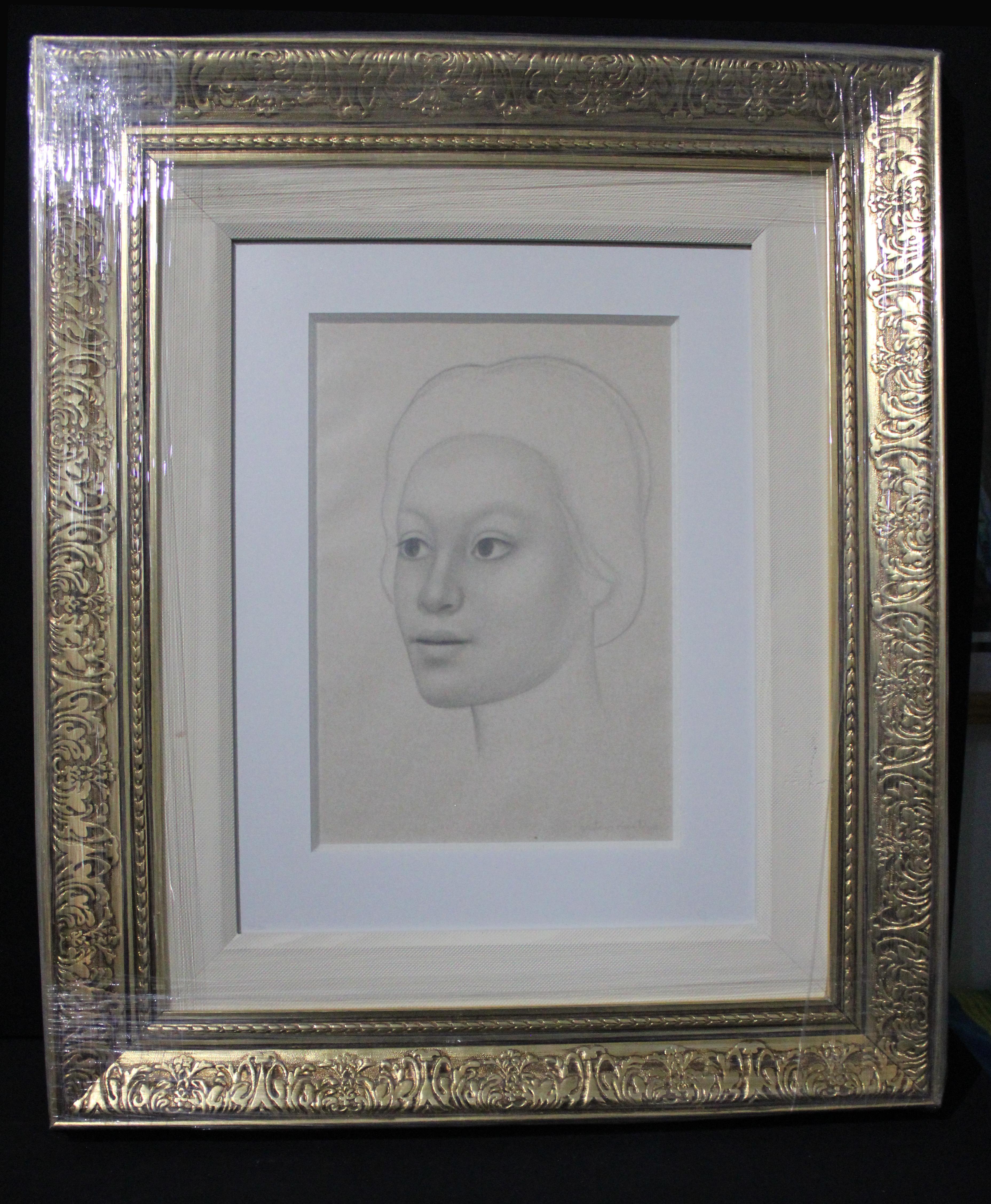 Gustavo Montoya Abstract Drawing – Montoya-Zeichnung, Lady looking Left Side, Zeichnung