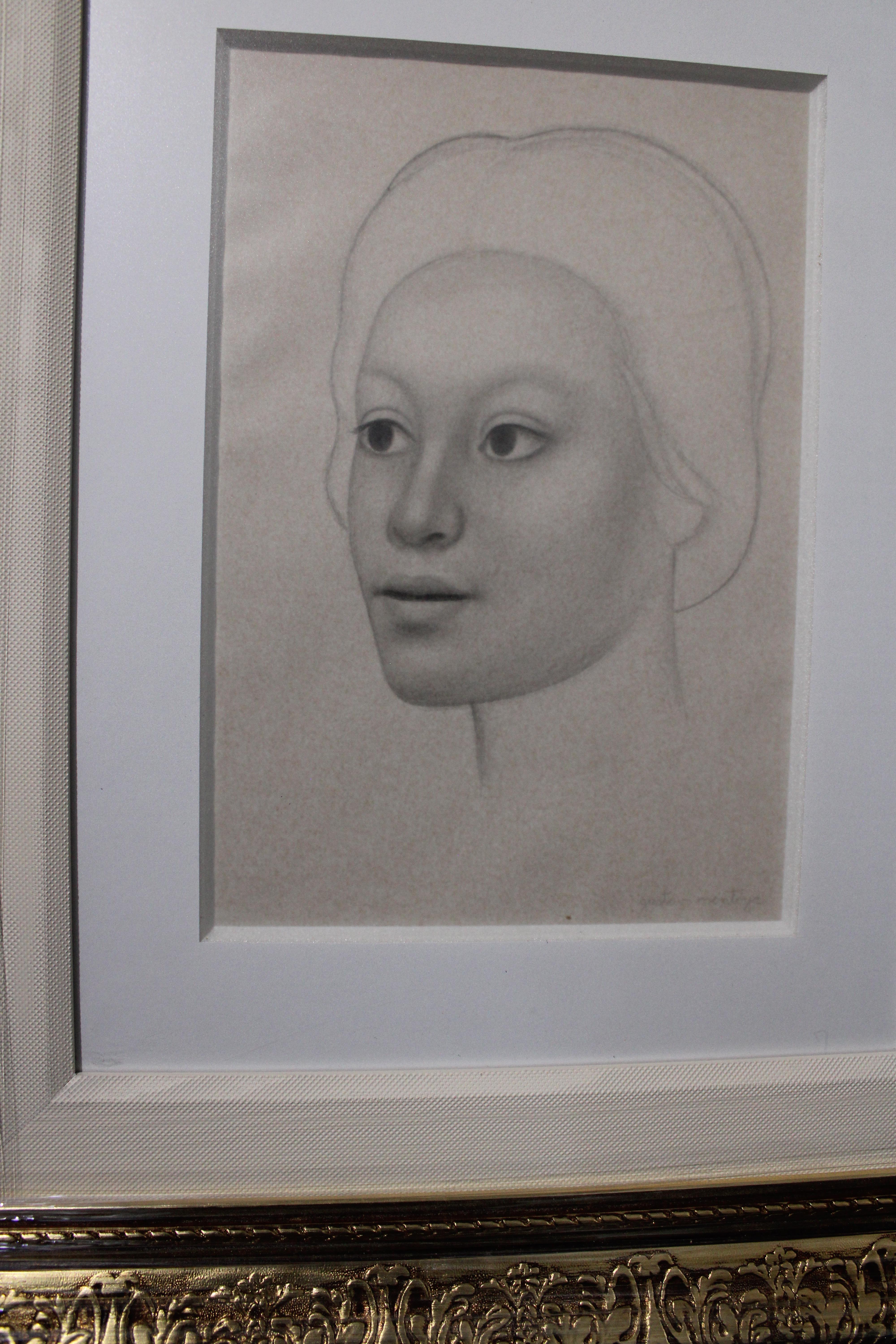 Montoya-Zeichnung, Lady looking Left Side, Zeichnung im Angebot 2