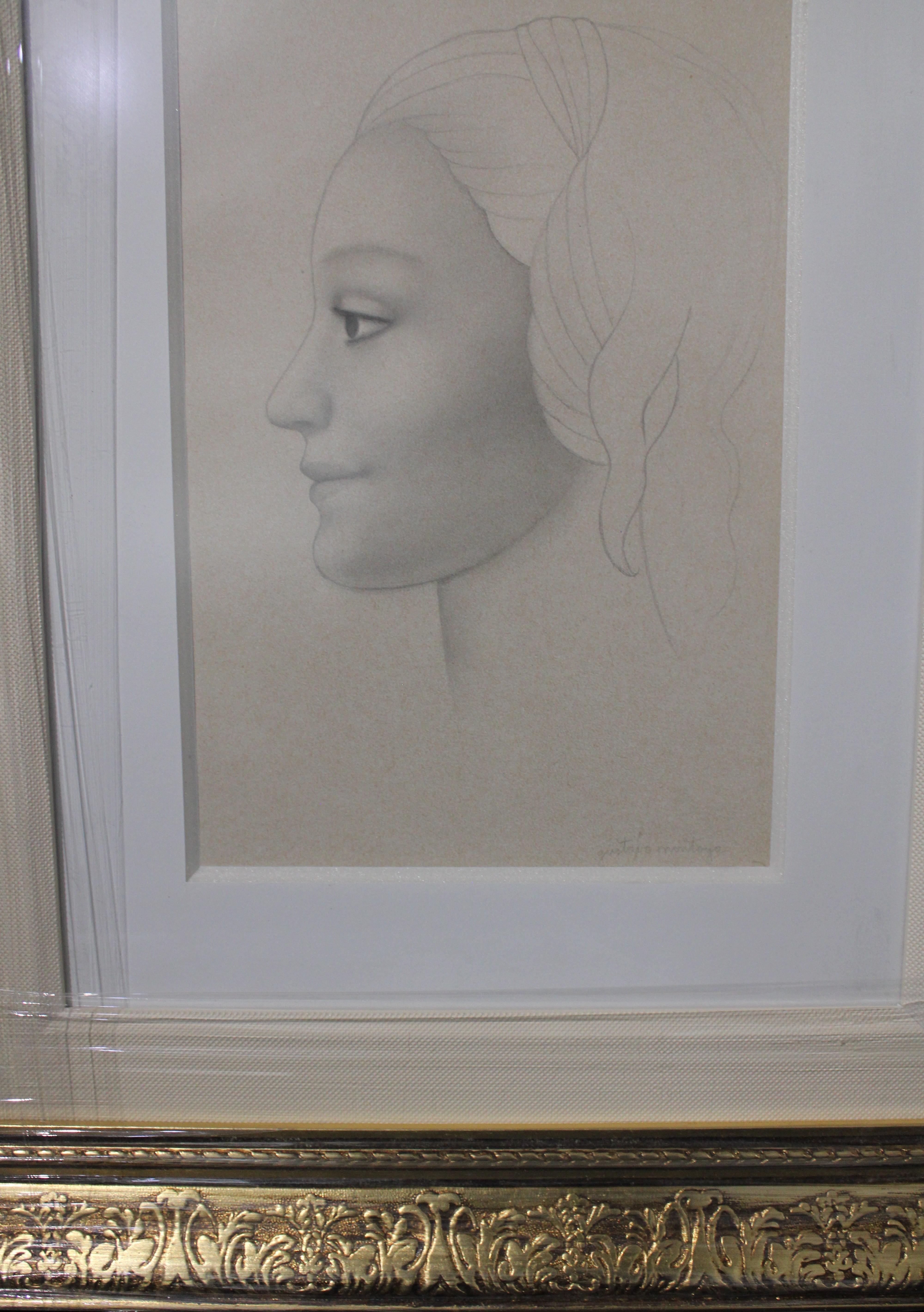 Montoya Drawing Lady On Profile lignes sur cheveux - Réalisme Art par Gustavo Montoya