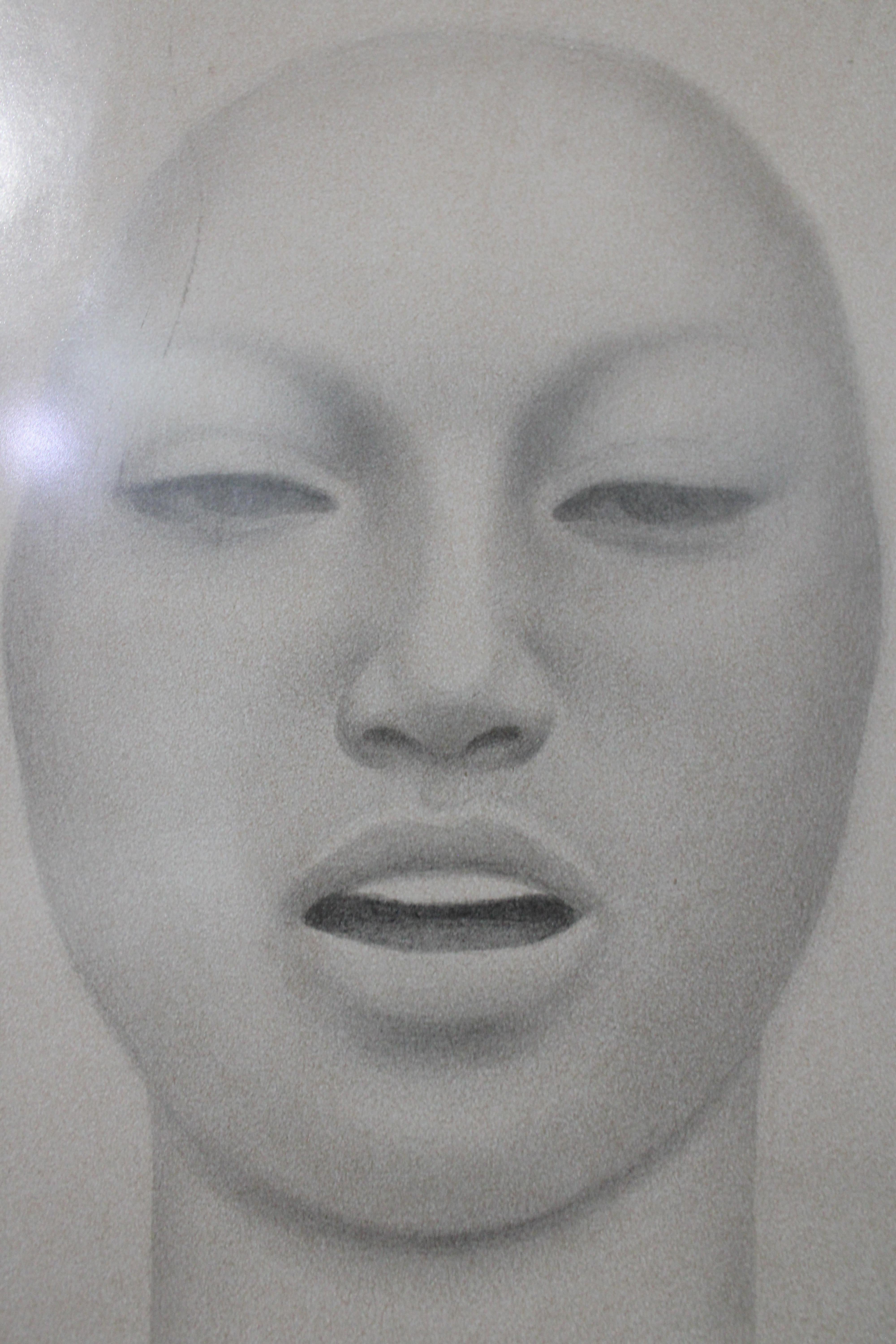 Montoya Dessin d'une femme à la bouche ouverte regardant de face en vente 1