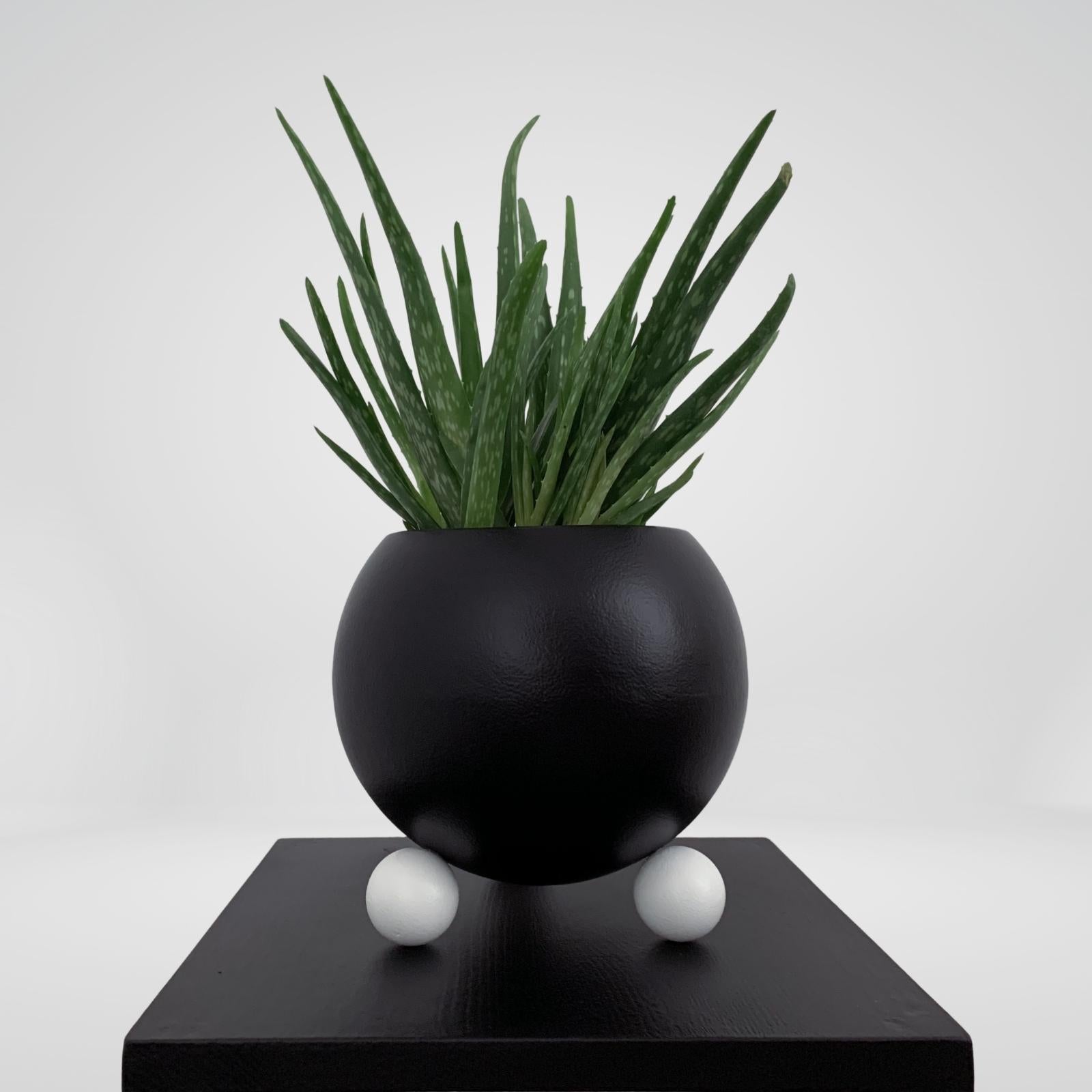 Rostyslav Kozhman Abstract Sculpture - Arty Plant Pot Sculpture Black and White