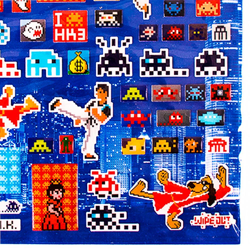 75 vinyl 3D puffy Invader stickers new in sealed package.
Presented on card as issued.
Limited Edition of only 1000.
Contains stickers of all the Invaders installed in Hong Kong from 2001-2014.
Originally created for Invader’s Hong Kong exhibition