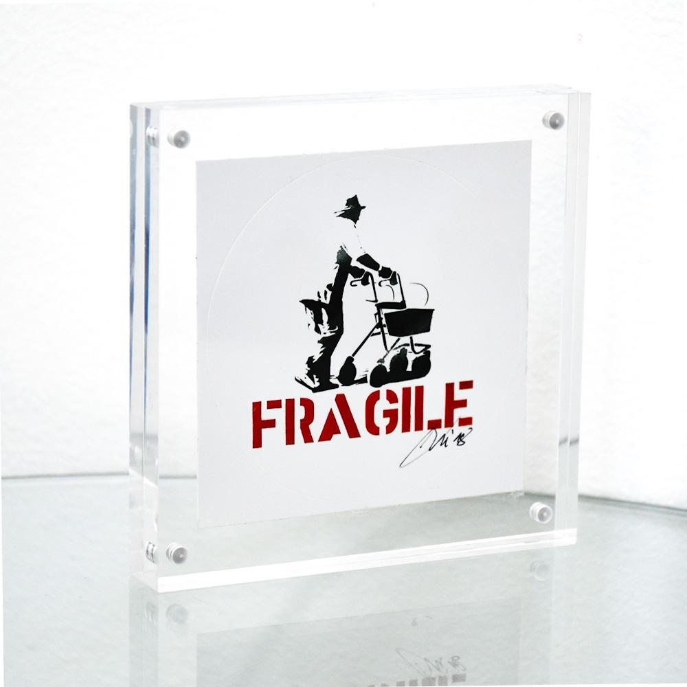 KUNSTRASEN Fragile Sticker (Signed Framed) - Print by Kunstrasen
