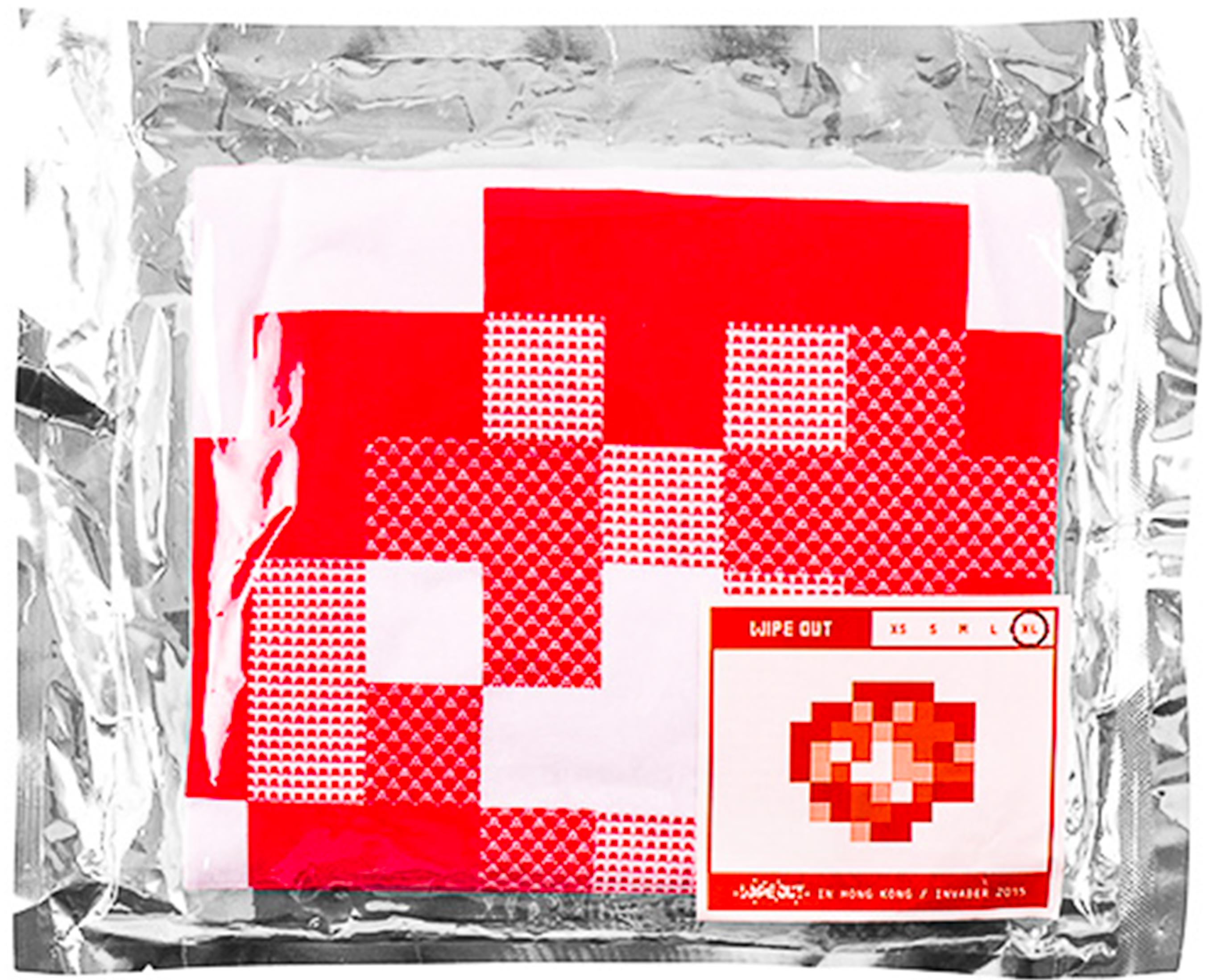INVADER Wipe Out T-shirt (White Extra Large) - Street Art Art by Invader
