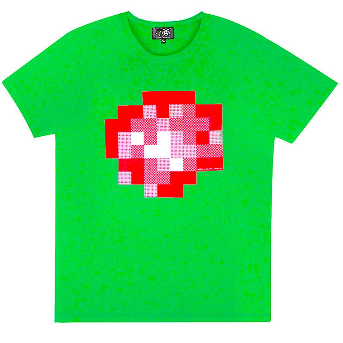 INVADER Wipe Out T-shirt (Green Extra Large) - Street Art Art by Invader