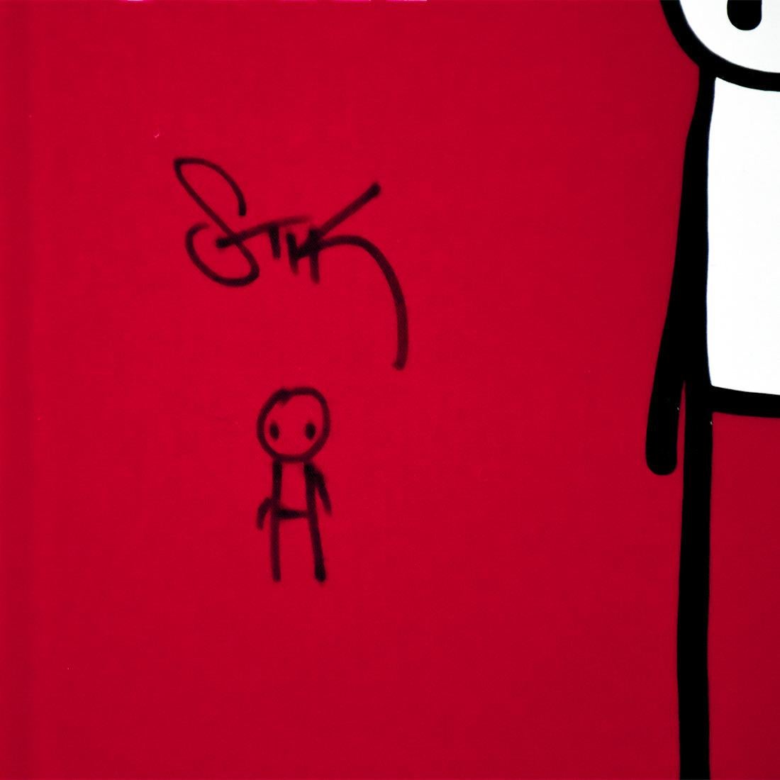 Amazing cover on Stik’s self titled book.
Hand signed and hand drawn with very cool figure on cover by Stik in black ink.
Perfect for framing.
Book is red with fabric cover.
224 pages printed in colors.
No poster.

Certificate of Authenticity issued