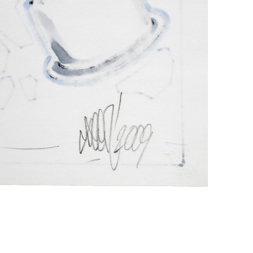 Beautiful piece of hand drawn art by the Godfather of Graffiti, SEEN (Richard Mirando).
Features spray paint cans and his graffiti name “tag” with vibrant colors in center.
Created in 2009.
Made using color markers on card stock paper.
Signed by