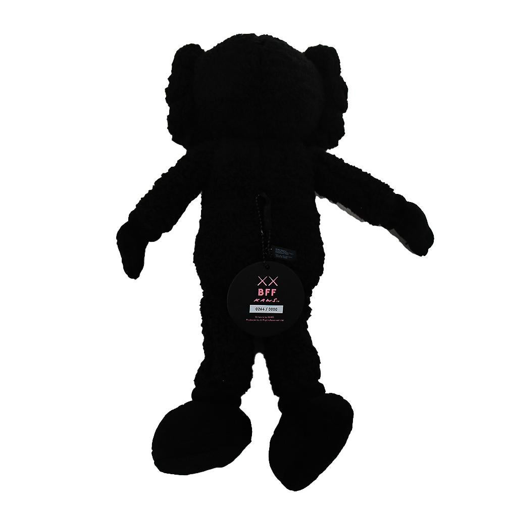 Super soft Kaws BFF Plush.
Limited edition.
Number 0264 on tag from edition.
Kaws signature stitched on bottom of foot.
Comes in custom black and pink presentation box.
Attached tag is numbered and reads “Artwork by Kaws”.
Kaws signature printed on